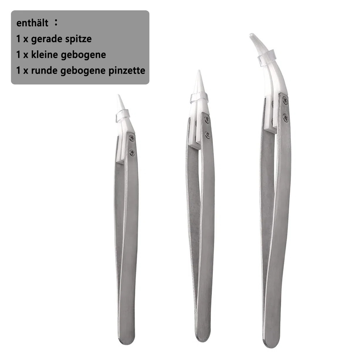 3 pinzette in ceramica in acciaio inox, professionali, set di pinzette per il computer, riparazioni elettroniche, gioielli, lavori di precisione