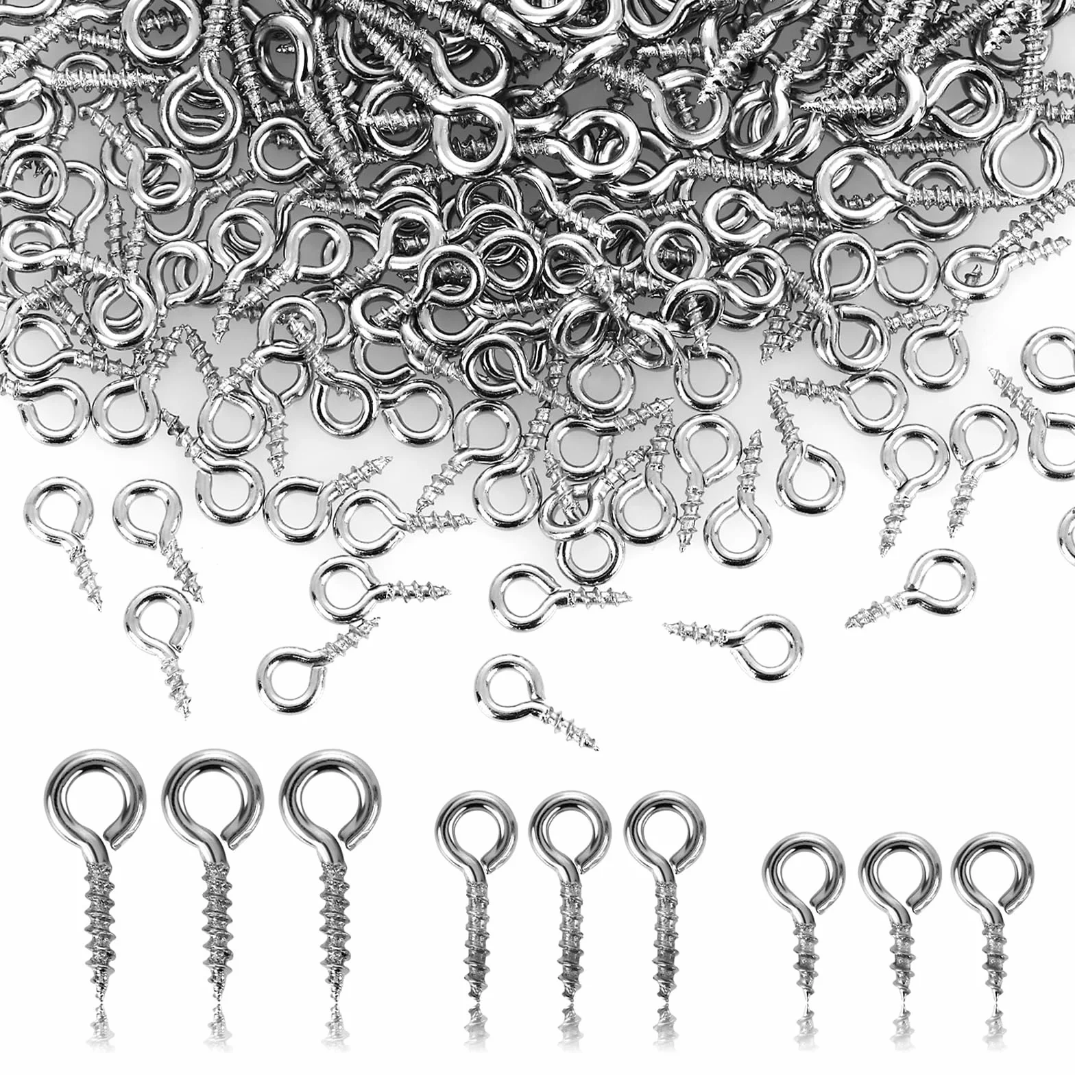 Grevosea 300pc Ganci Avvitabili,ganci A Vite,occhielli A Vite Per Legno,ganci A Vite Con Occhiello,occhielli A Vite In Acciaio Inox Eyebolts Per Gioielli Rendendo Fai Da Te Crafts Legno Artigianato