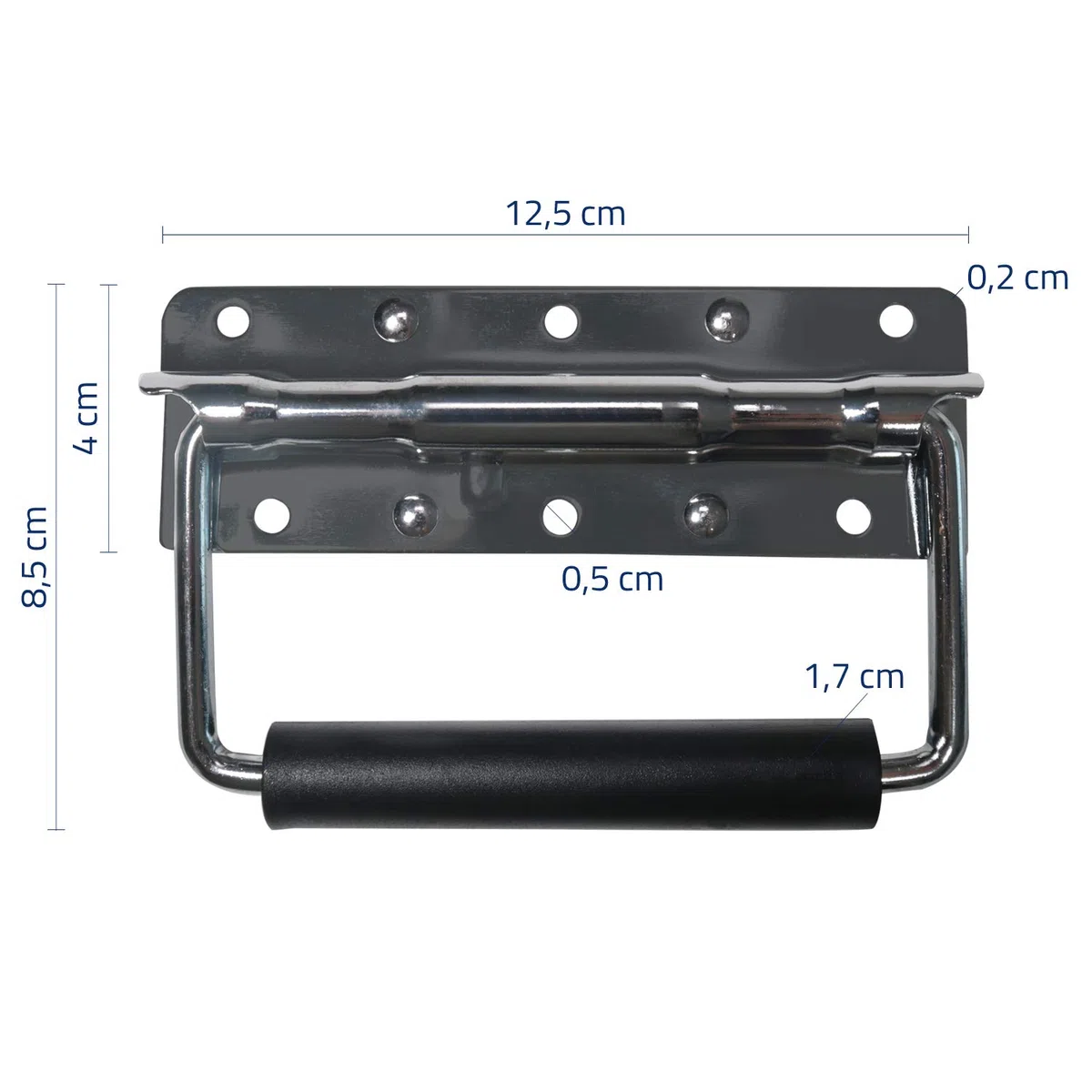 HMF 14990-09 - Manici pieghevoli per casse, set da 2 pezzi, con molla, 12,5 x 4 cm, argento zincato