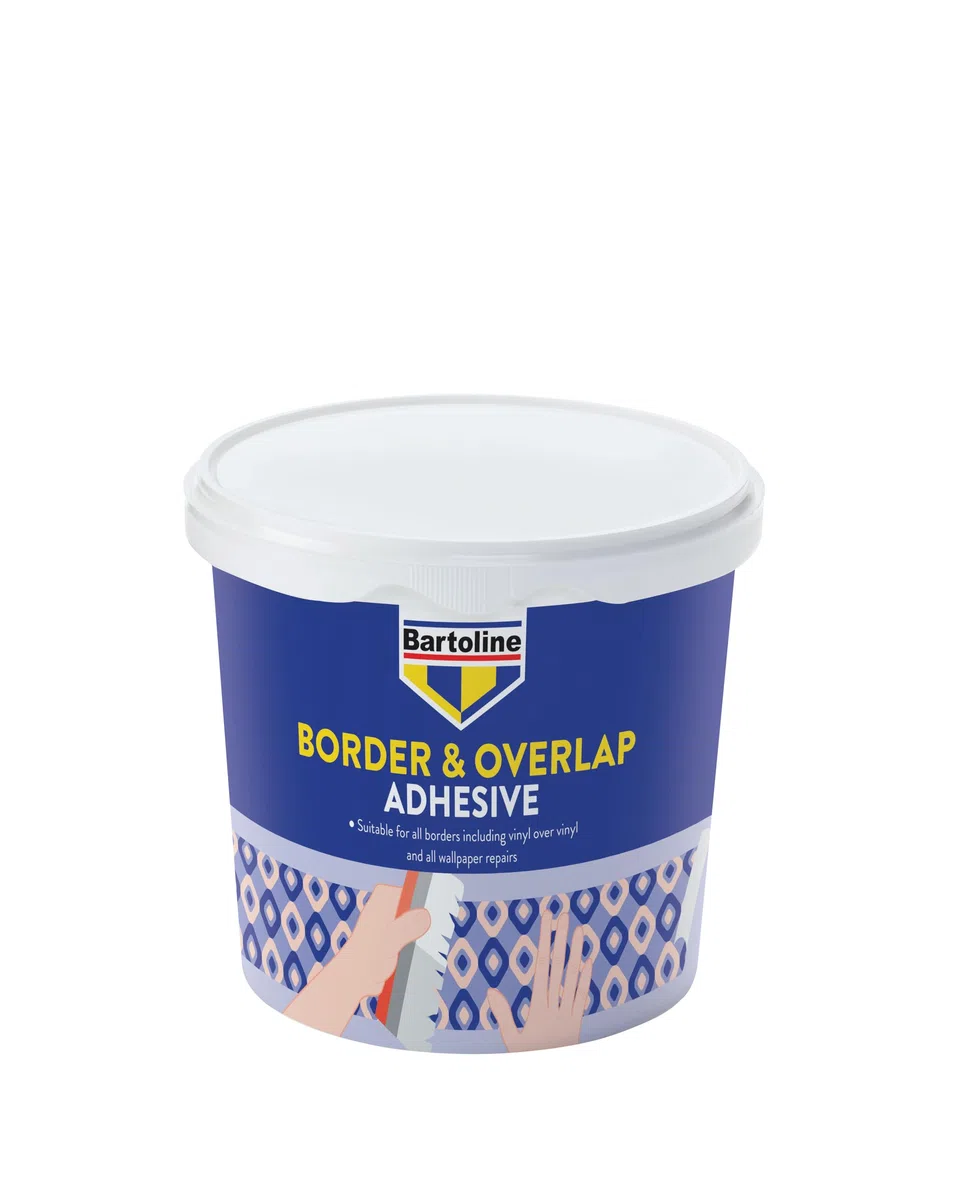 Bartoline Adesivo Border & Overlap 1 kg, per 40 m di carta da parati adesiva per bordi decorativi e vinile, ripara giunture e rivestimenti murali strappati, asciugatura rapida e tenuta forte