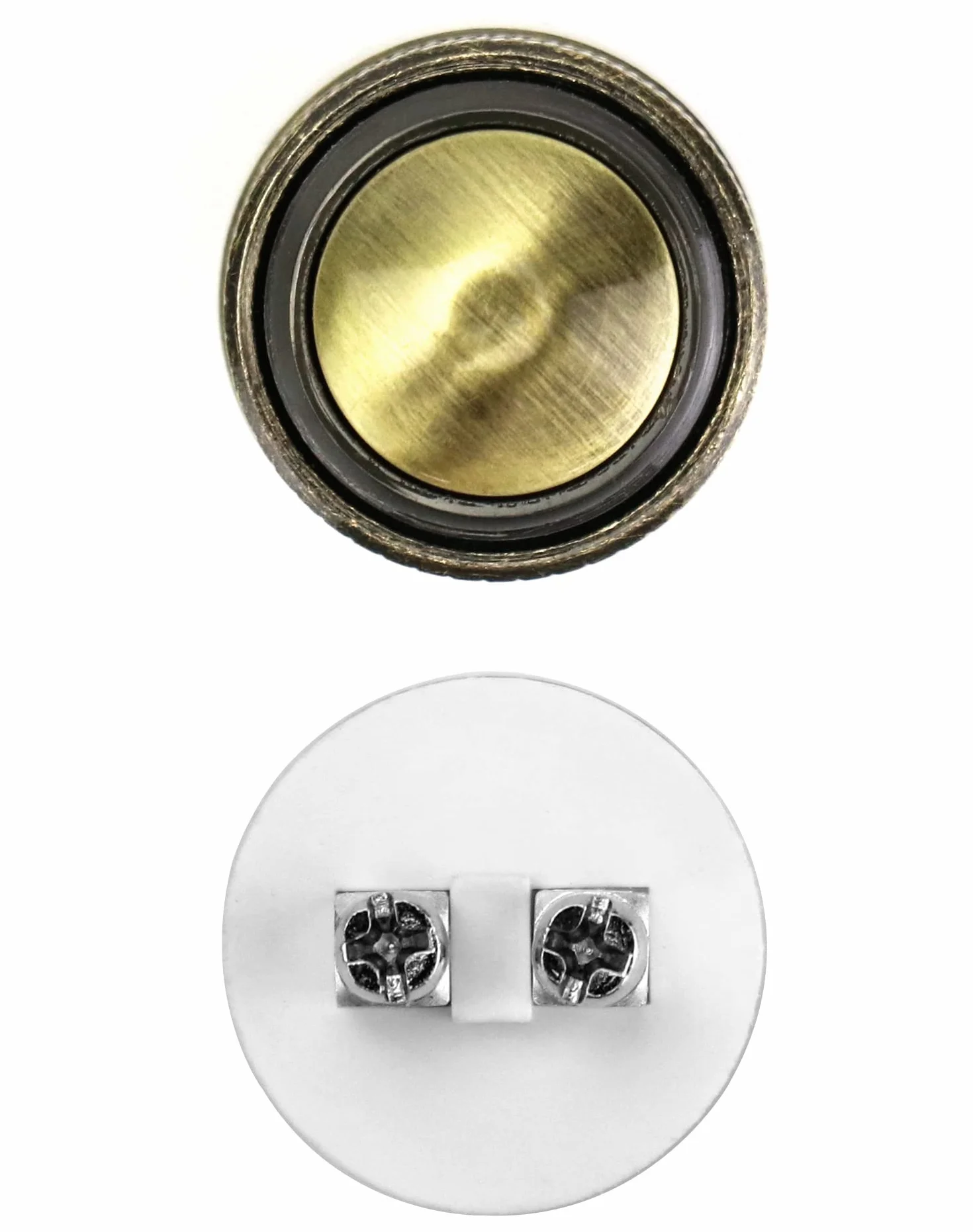 QWORK® 16MM Pulsante Campanello in Ottone, Pulsante Momentaneo Impermeabile Terminali a Vite 16MM 2A 12V/24V/36V DC ON/OFF