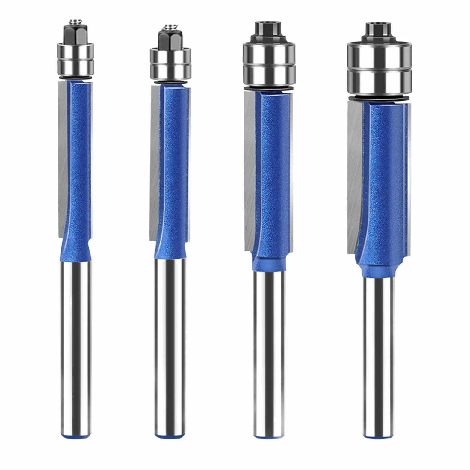 Yinhing Set di 4 Punte per Rifinitura a Filo con Gambo da 6 Mm, Design a Doppio Cuscinetto, Ideali per Tagli Dritti, Punte per Fresa per Progetti Professionali di Lavorazione del Legno e Artigianato
