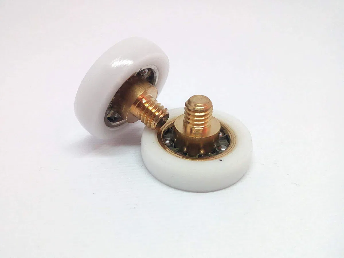 CESANA Cuscinetti Box Doccia VR - Kit 2 Pezzi Rotelle a Sfera di Ricambio per Ante Doccia a Scorrimento Diametro 25x6x14.5 M6 Profilo Tondo