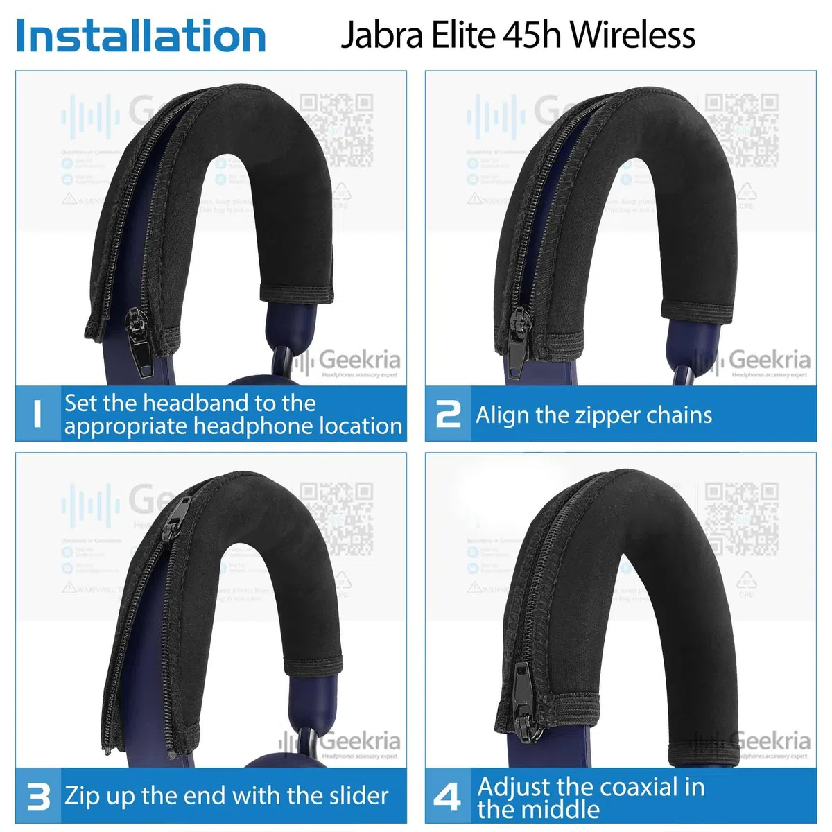 GEEKRIA - Fascia di ricambio per cuffie wireless in-ear Jabra Elite 45h, protezione per fascia e fascia di ricambio, ricambio per parti di riparazione, facile installazione fai da te