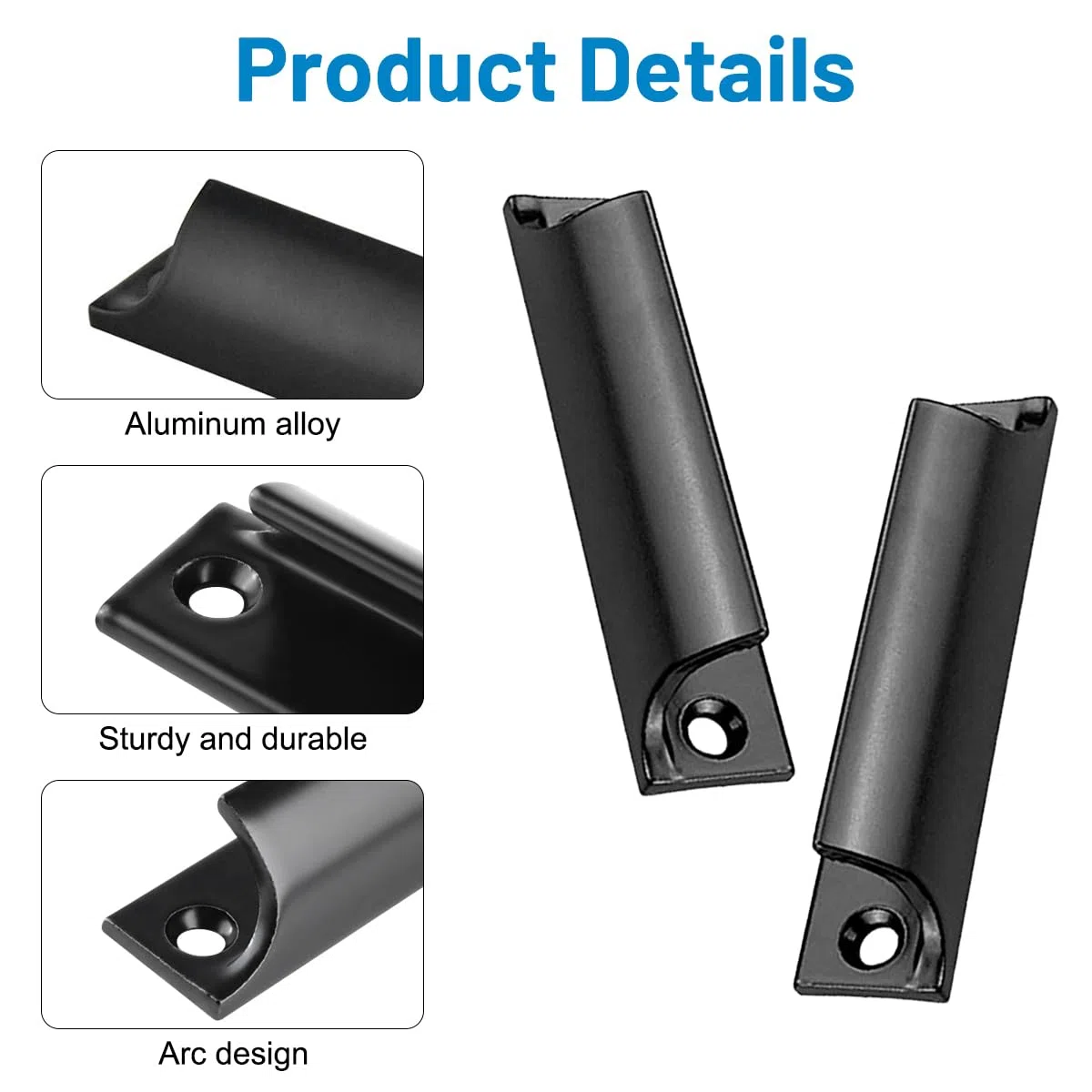 4 Pcs Poignée de Porte de Terrasse, Poignée en Alliage D'aluminium, avec Vis en Acier Inoxydable, Maniglia Della Porta del Balcone, Ensemble de Poignées Polyvalentes et Sûres pour Fenêtres, Cassetti
