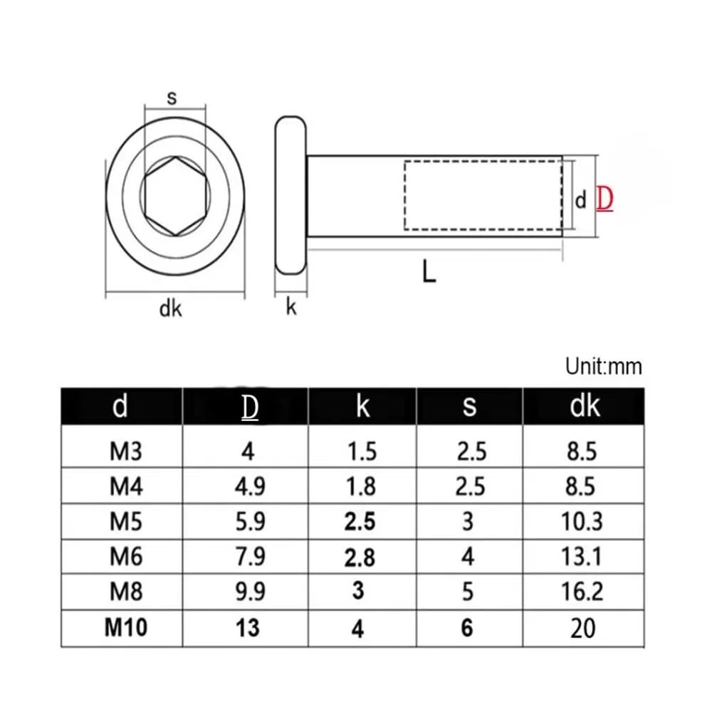 Viti Metalliche 2-10 pz M3 M4 M5 M6 M8 in Acciaio Inox 304 Esagono Incassato Mobili Stecca Vite Dado Combinazione Album Butt Conto Libro Chiodo(OD6(m5) x45mm 5pcs)