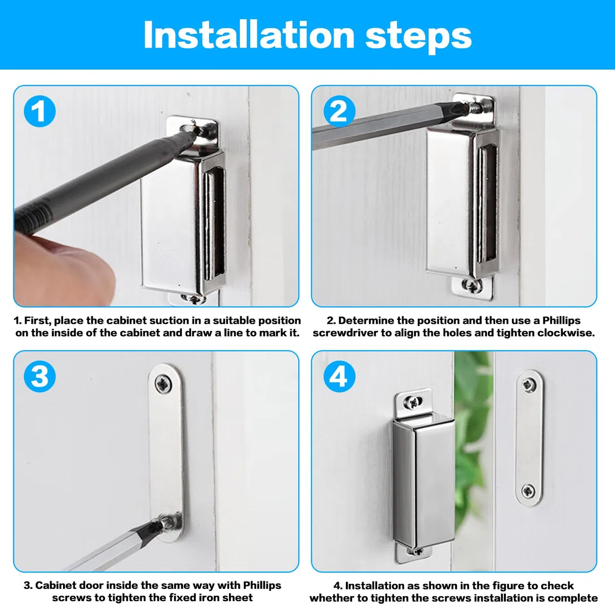 12 PZ Chiusure magnetiche, Magneti per porte resistenti, Magneti per porte per ante di armadio, Chiusura magnetica per porta dell'armadio, Magneti per ante di armadio per cassetti, porta balcone