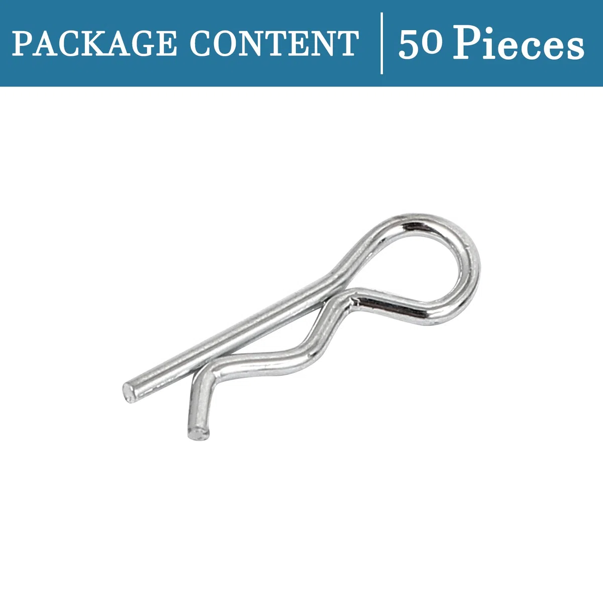 QUARKZMAN R Sagomato Molla Coppiglia Clip Perno x 50pz Carbonio Acciaio Fissaggio Assortimento Fissaggio Capelli Perno per Fattoria e Attacco Perno Blocco Sistemi, [Argento Tono, 1mm x 16mm]