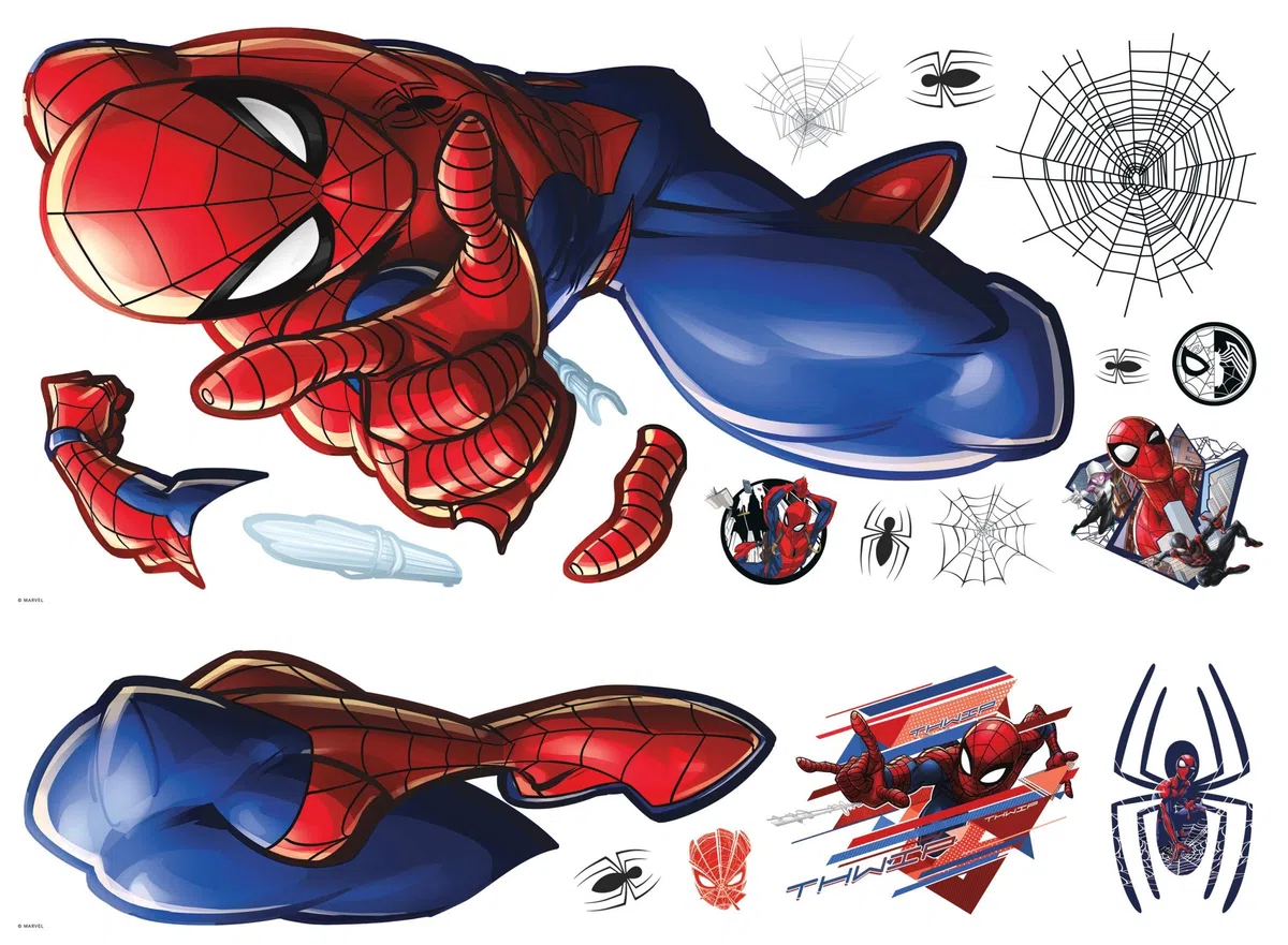 Adesivi giganti da parete, motivo: Spider-Man 27.36 inches x 33.61 inches Blu, Rosso, Nero