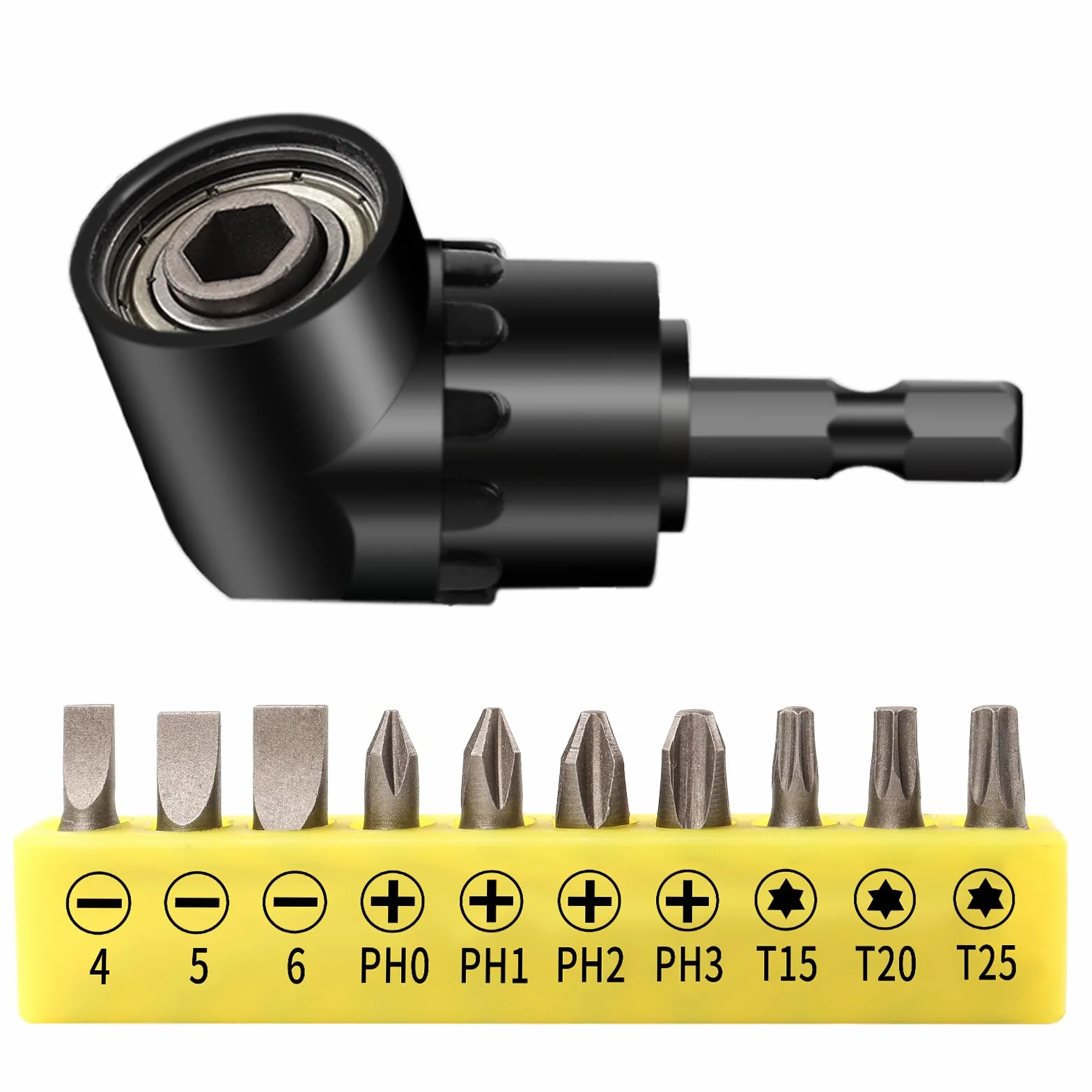 Adattatore per Trapano ad Angolo Retto 105°,105° Avvitatore Angolare,Trapano Angolare Multifunzione,1/4" Portapunte Magnetici,per Avvitare e Forare in Spazi Ristretti