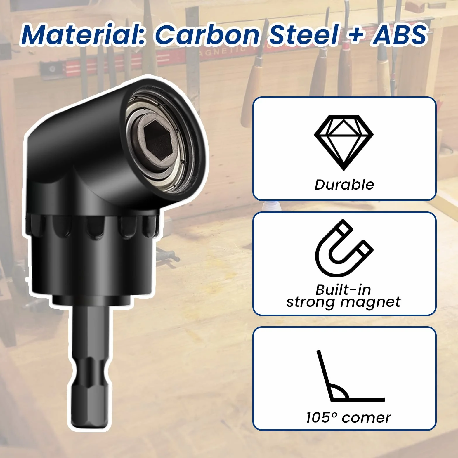 Adattatore per Trapano ad Angolo Retto 105°,105° Avvitatore Angolare,Trapano Angolare Multifunzione,1/4" Portapunte Magnetici,per Avvitare e Forare in Spazi Ristretti