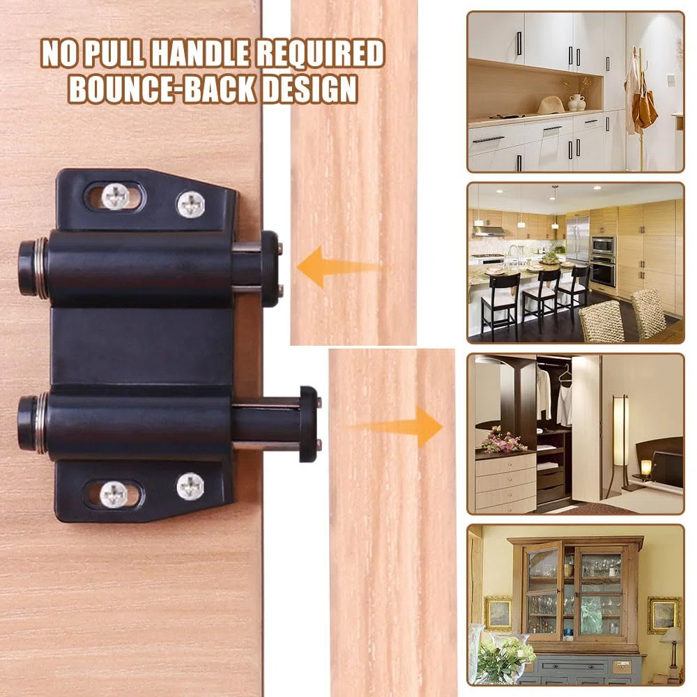 4 Pezzi Chiusura Magnetica Doppia a Spinta Push to Open Magnetico Per Ante in Plastica Chiusure Magnetiche a Molla Push Pull per Ante con Viti per Porta Armadio,Cassetto,Scorrevole (Nero)