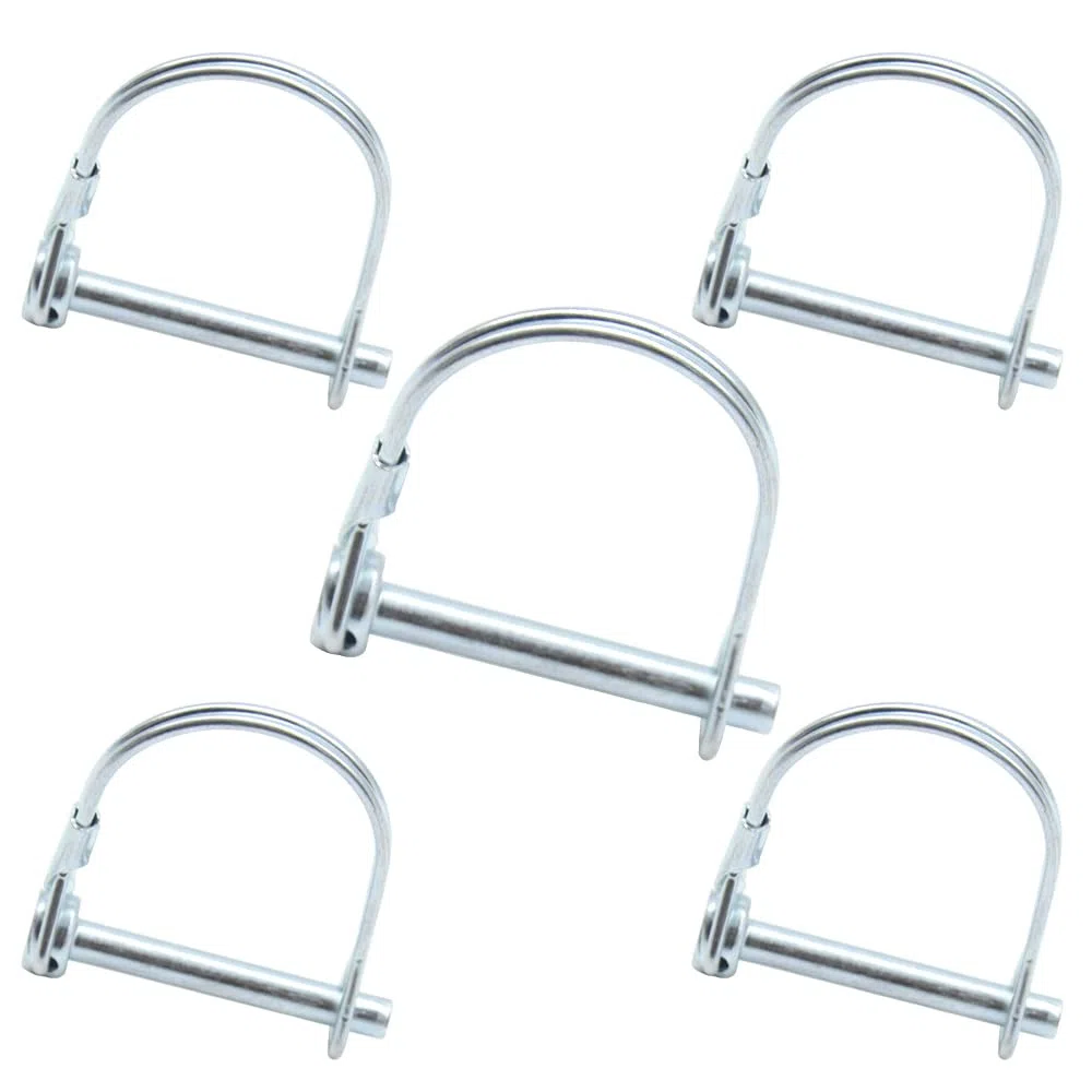 5 perni di sicurezza da 6 mm x 45 mm, con chiusura a scatto in zincato, per rimorchi, camion, trattori, ribaltabili, fattorie, tosaerba (D6 mm x 45 mm)