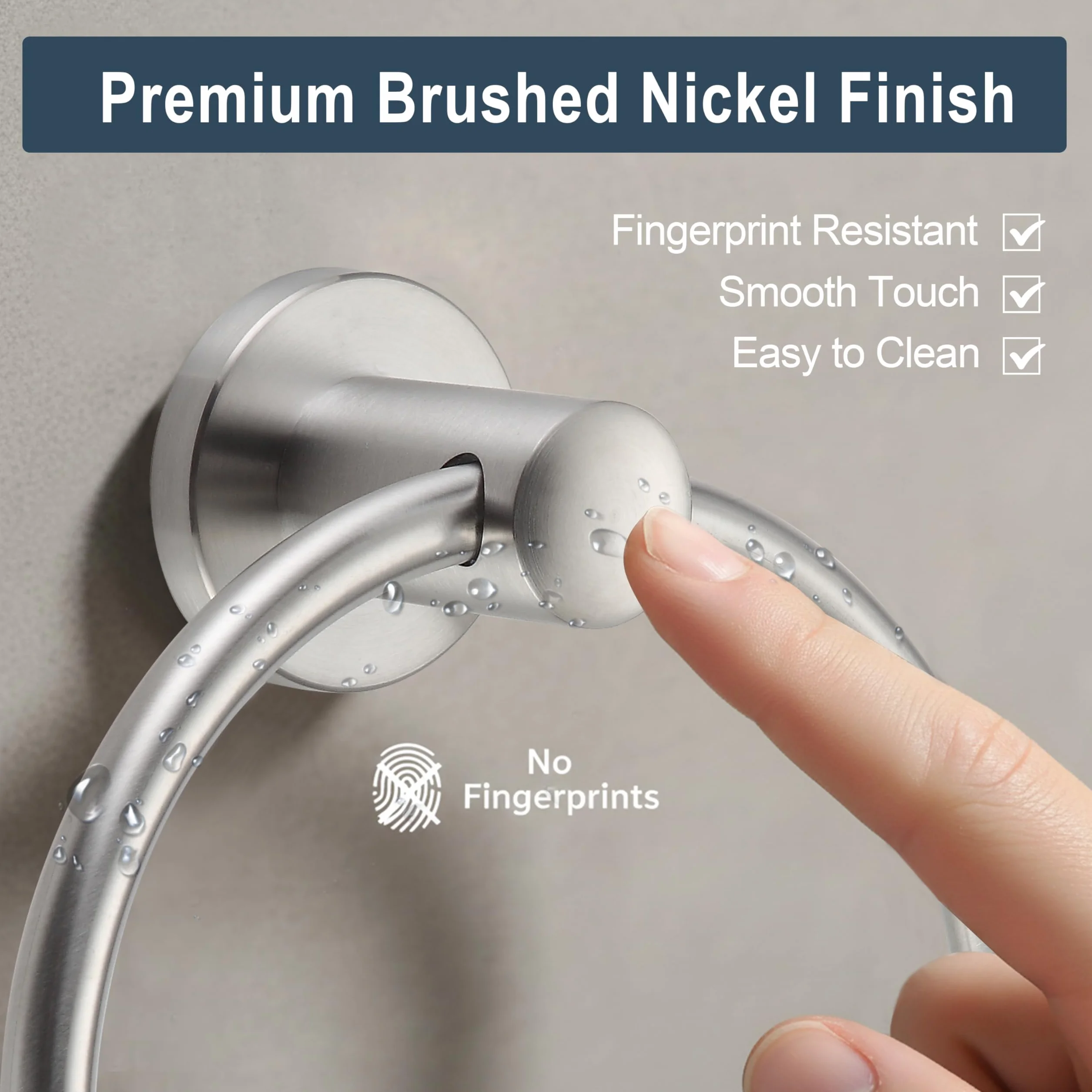 BGL Anello per asciugamano in nichel spazzolato, anello per asciugamano da bagno, in acciaio inox, rotondo, per bagno