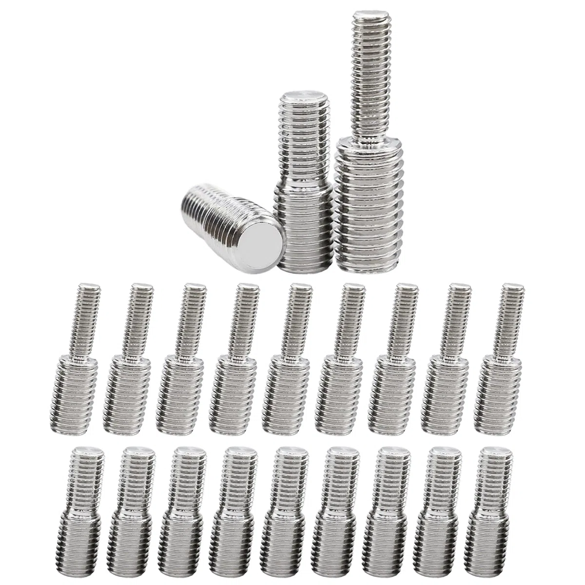 Bulloni filettati a doppia estremità M6 x 20 mm a M8 x 20 mm, 10 pezzi e M6 x 10 mm a M8 x 10 mm, 10 pezzi, in acciaio inox 304, adattatore filettato da m6 a m8 per mobili (argento 1)