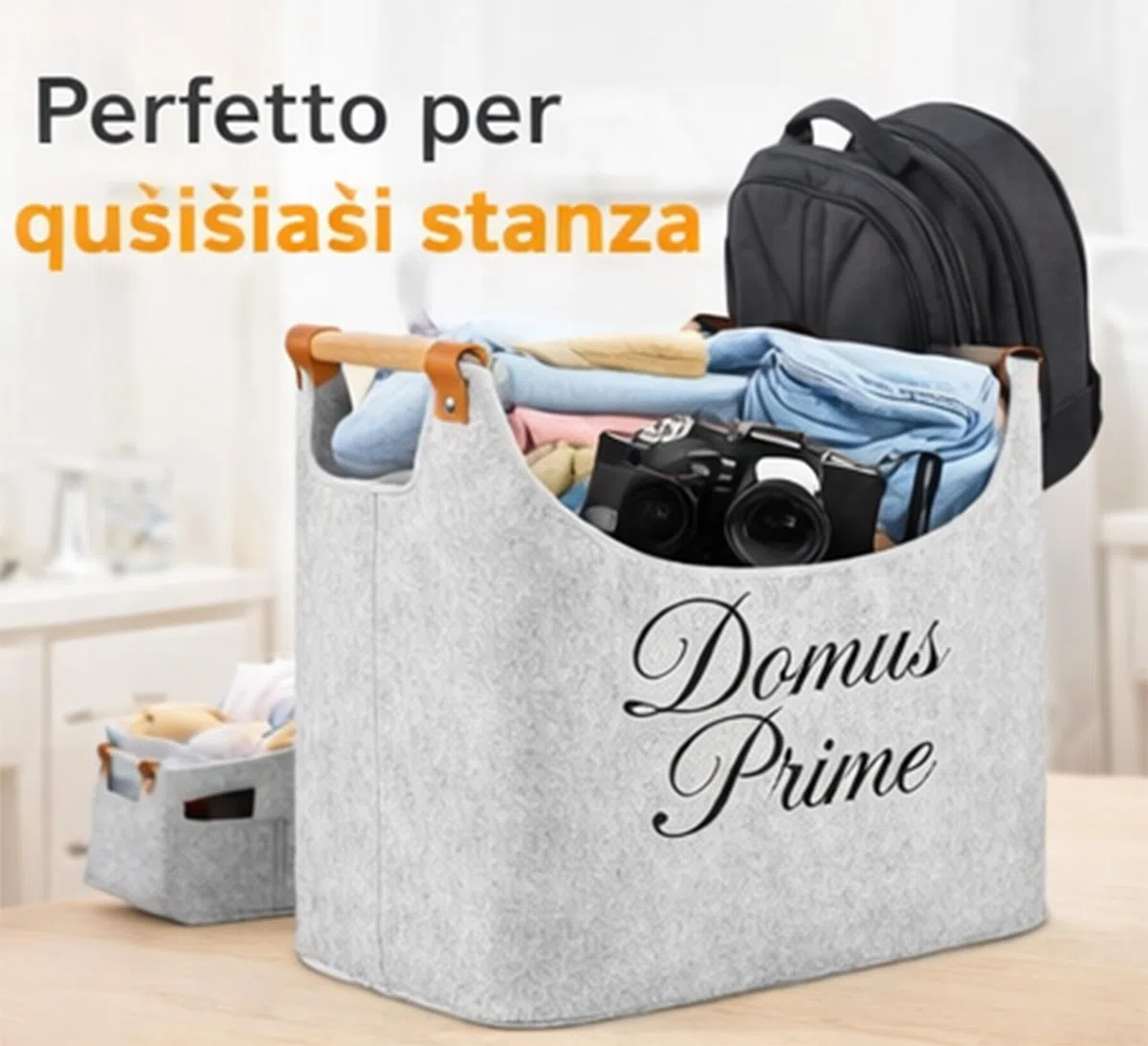Borsa Portalegna per Camino Pieghevole e salvaspazio Porta Legna per Interni, Cesto in Legno, Può contenere Giornali Vestiti Giocattoli Accessori Camino Dark Grey