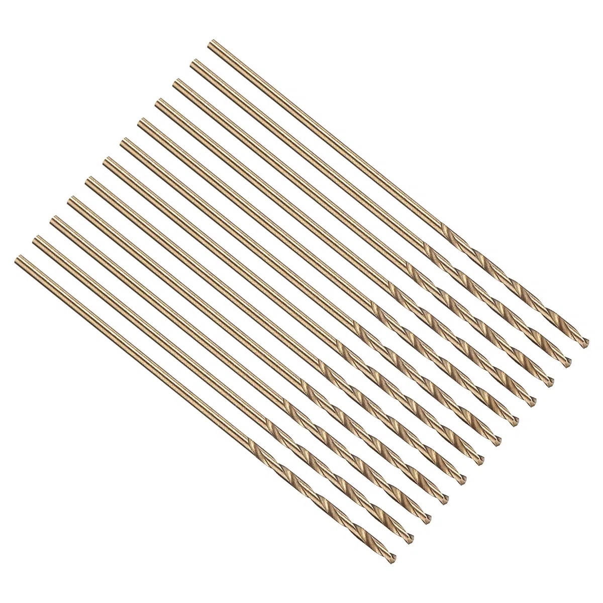 PATIKIL 1,3mm Punta da Trapano, Gambo Dritto Jobber M35 Cobalto 5% Acciaio ad Alta Velocità 135° Finitura Oro per Acciaio Inossidabile Metallo Duro - 12 Pezzi