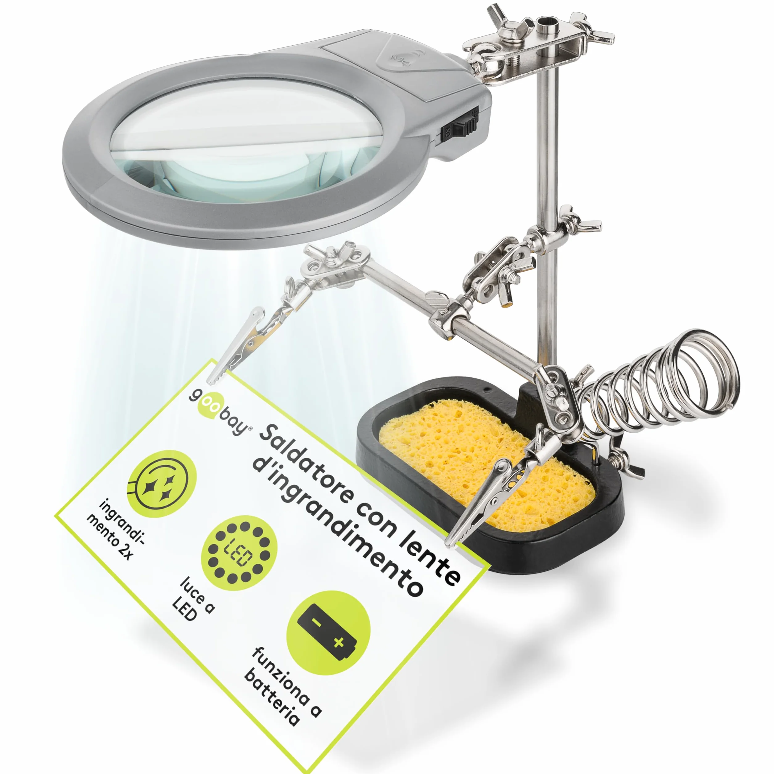 Fixpoint 51226 Sostegno Per Saldatura con Lente E Supporto in ghisa