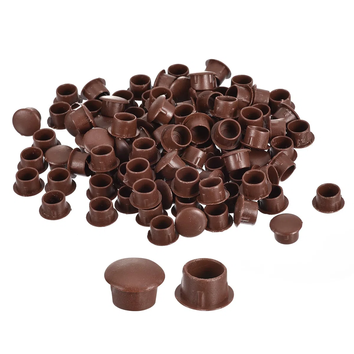 QUARKZMAN 100pz Tappi per Fori di Vite, 10mm(3/8") Dia Tappo Rotondi da Inserire a Pressione in Plastica Ripiani per Mobili Armadietti Credenze, Marrone Rosso