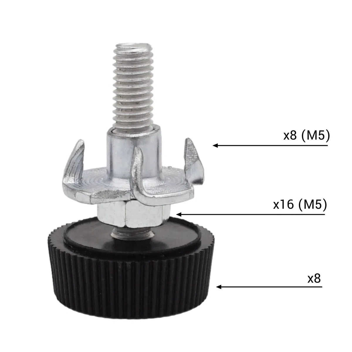 SKIR'CO 8 piedini di livellamento per mobili, M5 x 20 mm, gambe rotonde regolabili in metallo, stelo filettato M5, piedino livellatore (dadi inclusi)