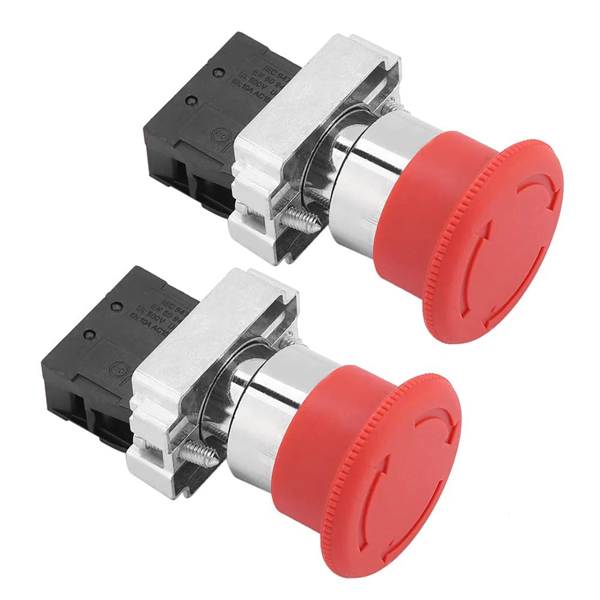 Powice Interruttore di emergenza, rosso, pulsante a fungo, XB2-BE102, contatto NC, 240 V, 2 pezzi