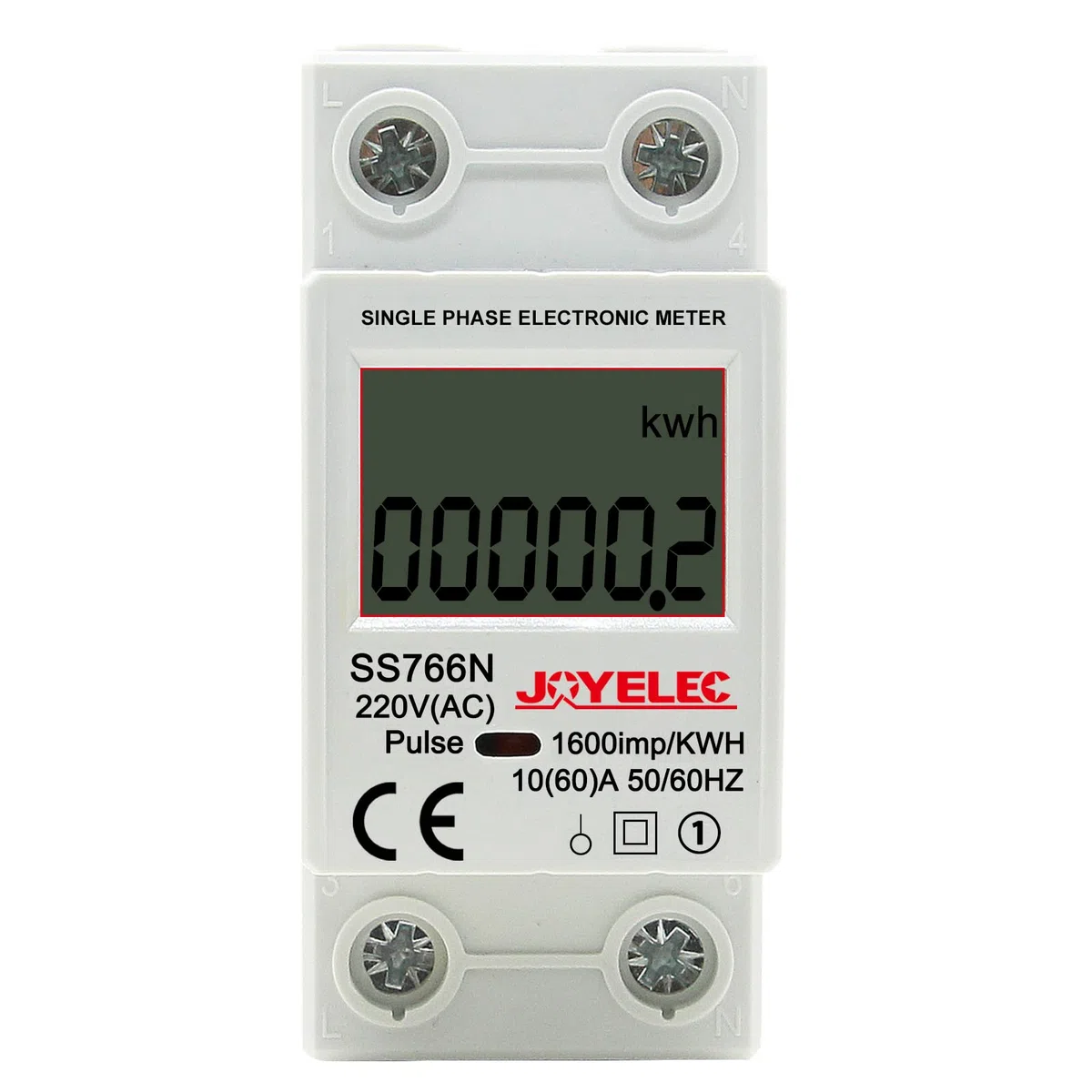 SS766N Contatore Energia Elettrica，Misuratore Consumo Elettrico，Contatore di Corrente con GuidaDIN Schermo LCD,230V AC 10 (60) A 50/60Hz Mostra solo kwh, nessuna retroilluminazione
