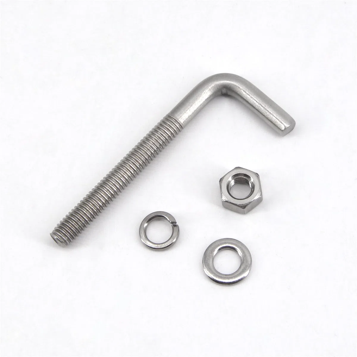 Confezione da 30 bulloni di ancoraggio quadrati M4 x 33 mm a forma di L, in acciaio inossidabile 304, ad angolo retto, con rondelle e dadi