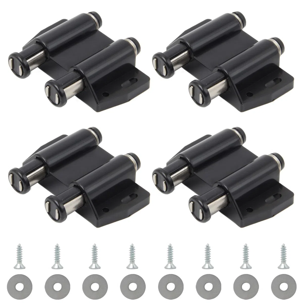 4 Pezzi Chiusura Magnetica Doppia a Spinta Push to Open Magnetico Per Ante in Plastica Chiusure Magnetiche a Molla Push Pull per Ante con Viti per Porta Armadio,Cassetto,Scorrevole (Nero)