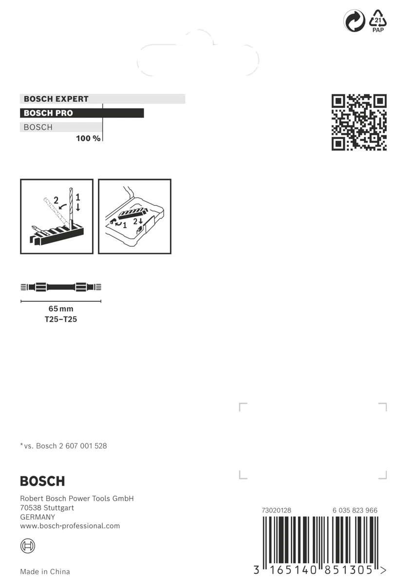 Bosch Professional 8 pz. di Bit di Avvitamento Doppi Set Torx (Impact Control, 8 x T25-T25 Bits, Lunghezza 65mm, Pick and Click, Accessorio Avvitatore a Impulsi)
