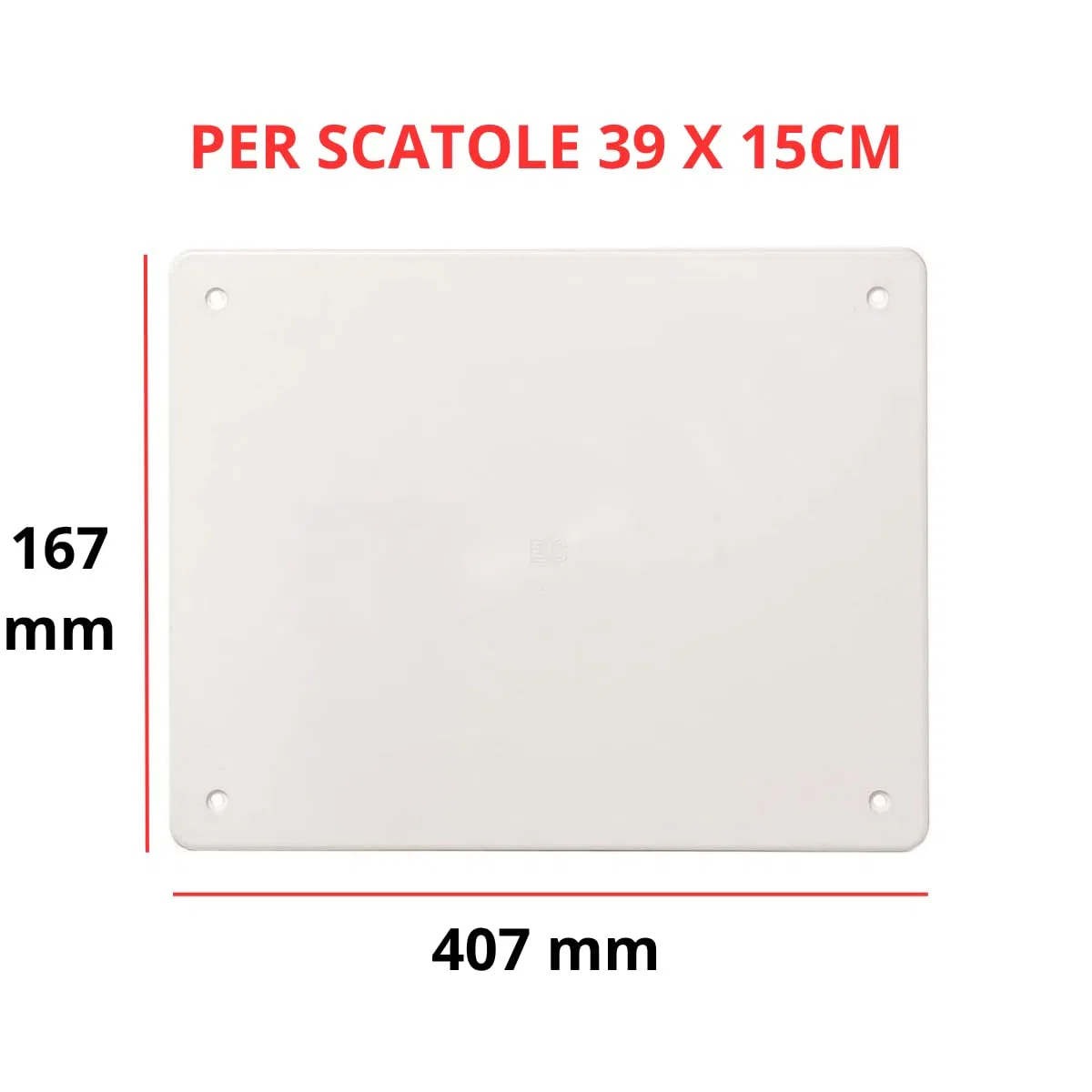 Coperchio Rettangolare per Scatola di Derivazione, 392 x 152 mm, Bianco RAL9010, IP40, con Viti in Acciaio