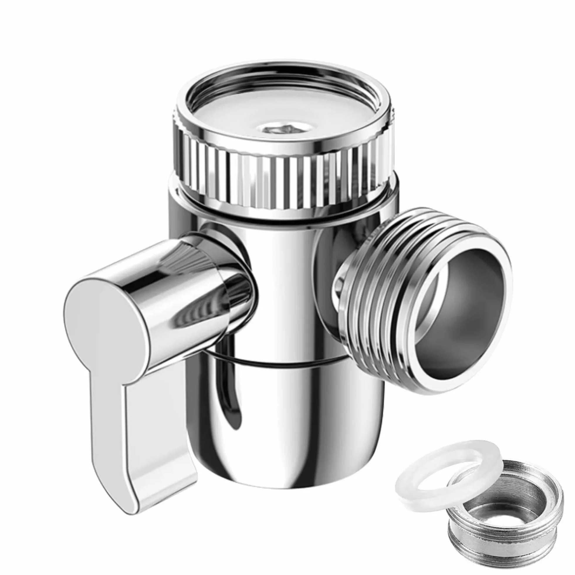 Deviatore per Doccia 3 Vie in Ottone Massiccio - Valvola Deviatrice Cromo Interruttore Separatore Adattatore a T per Lavandino Della Cucina o Del Bagno
