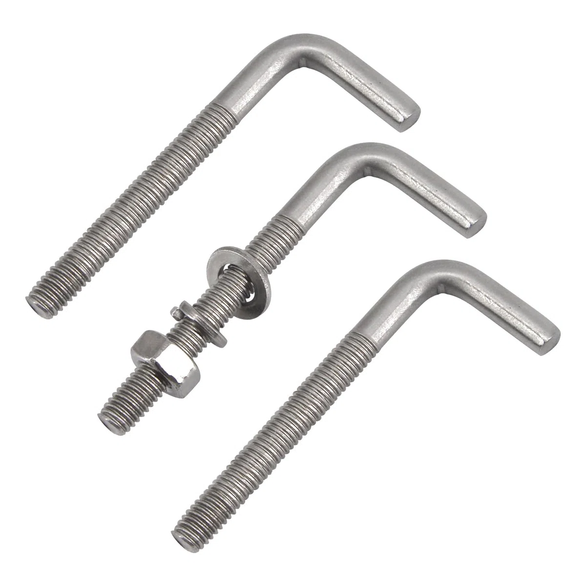 Confezione da 30 bulloni di ancoraggio quadrati M4 x 33 mm a forma di L, in acciaio inossidabile 304, ad angolo retto, con rondelle e dadi