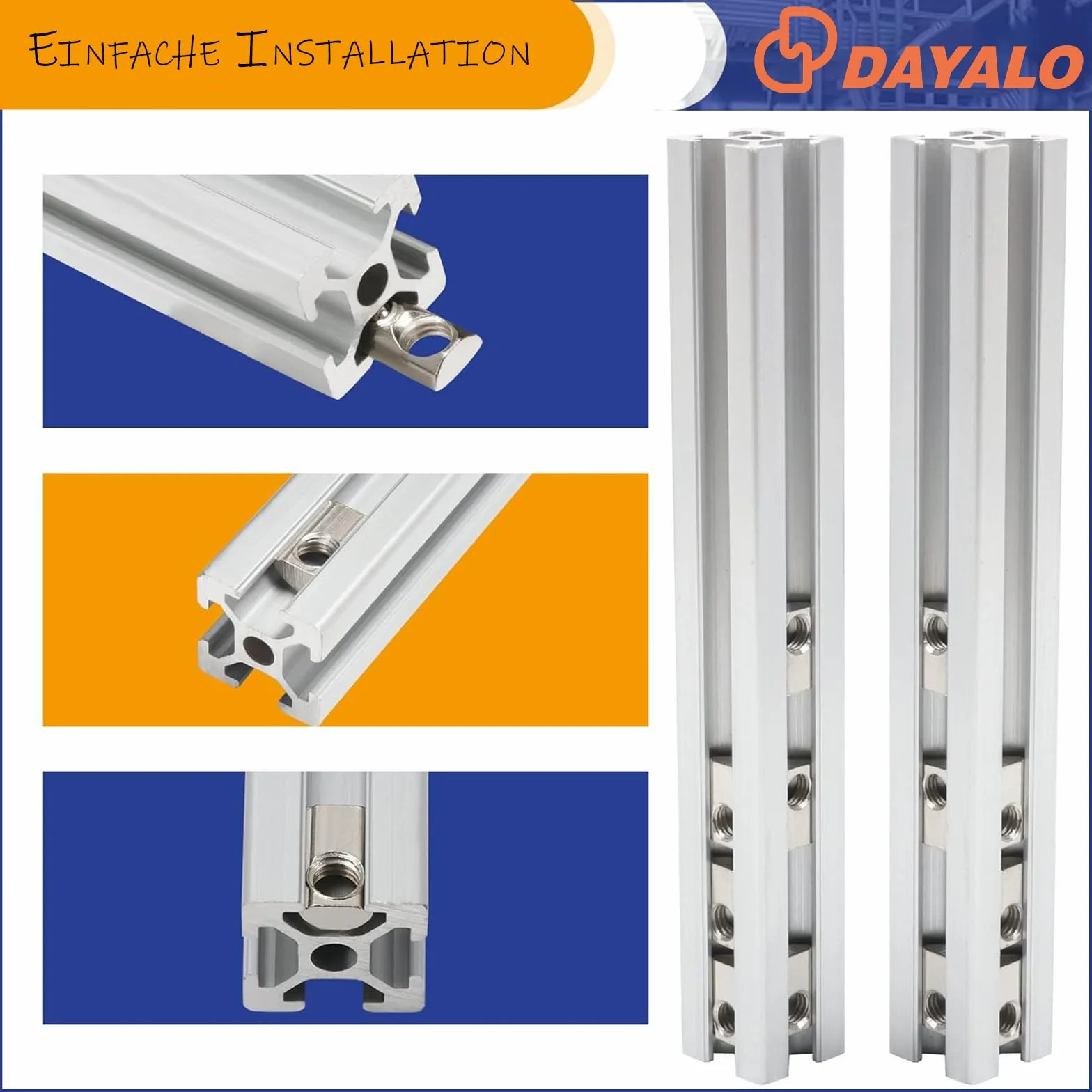 DAYALO 30 pietre scanalate M6 con scanalatura a sfera 8, serie 30 M6, profilo in alluminio 30 x 30, acciaio al carbonio, set di viti per profilo in alluminio, Europanorm