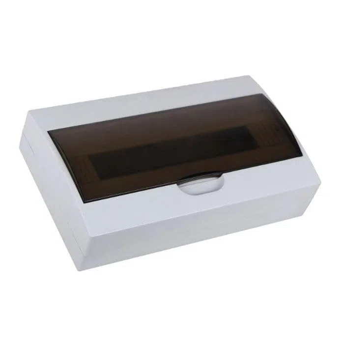 Scatola di Distribuzione Centralino da Parete 12 Moduli DIN - Quadro Elettrico con Porta Trasparente Fume - IP50 ABS