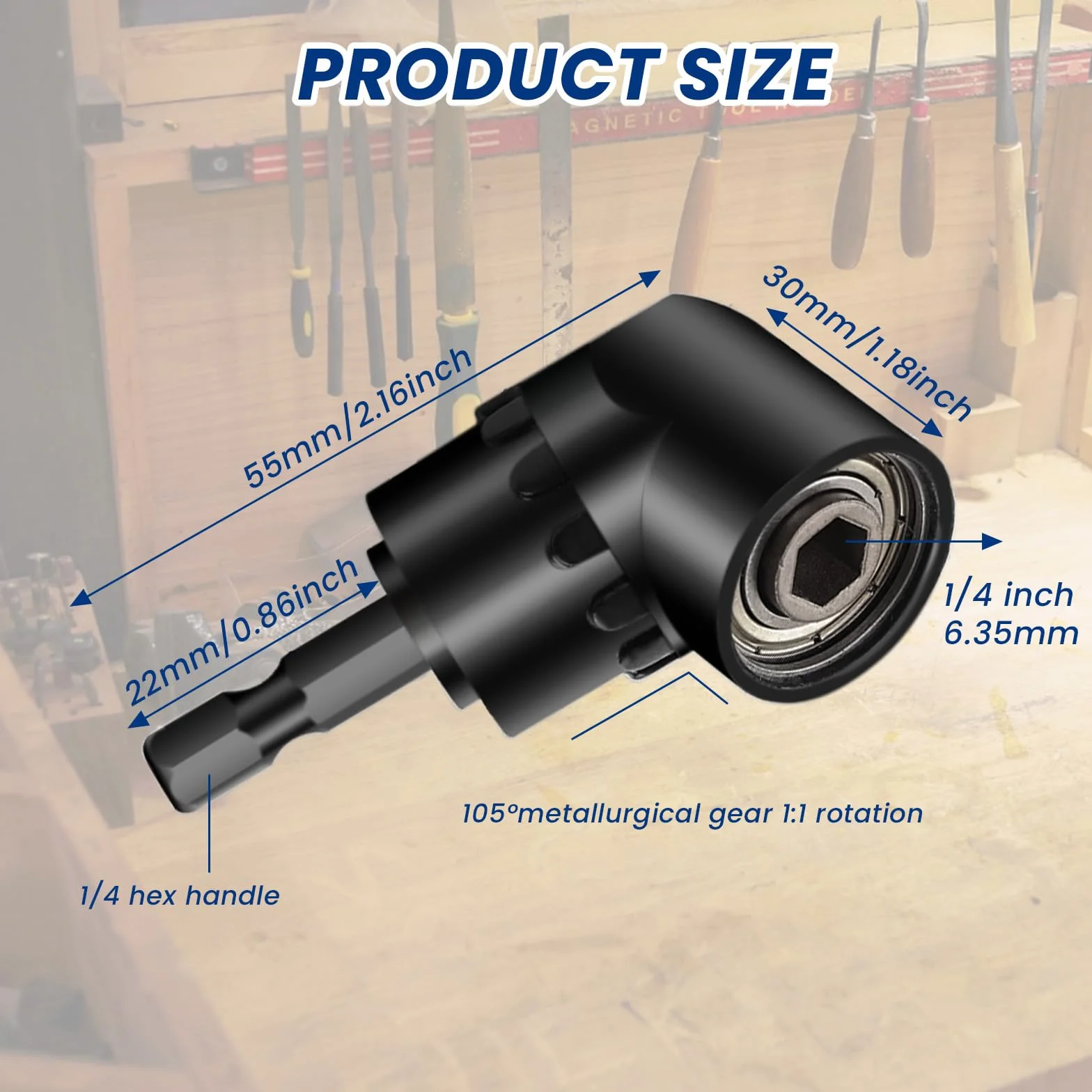 Adattatore per Trapano ad Angolo Retto 105°,105° Avvitatore Angolare,Trapano Angolare Multifunzione,1/4" Portapunte Magnetici,per Avvitare e Forare in Spazi Ristretti
