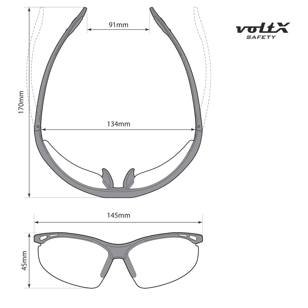 voltX 'CONSTRUCTOR' Occhiali di sicurezza Plano con certificazione CE EN166F/Occhiali da ciclismo (TRASPARENTI) con trattamento antiappannamento