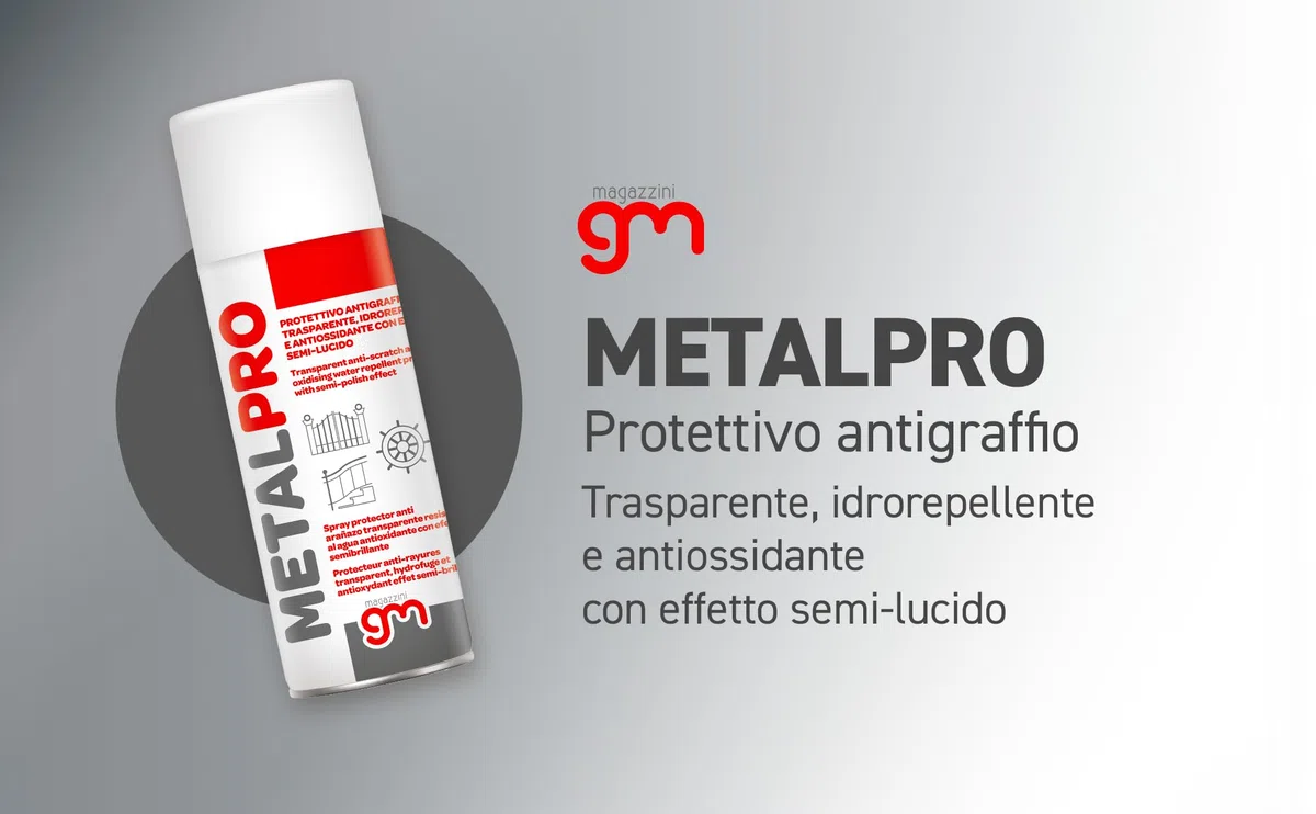 Magazzini GM METALPRO, Spray Protettivo Antigraffio e Antiossidante per Metalli, Effetto Semi Lucido, Barriera Idrorepellente, Rivestimento UV, 400ml (1)