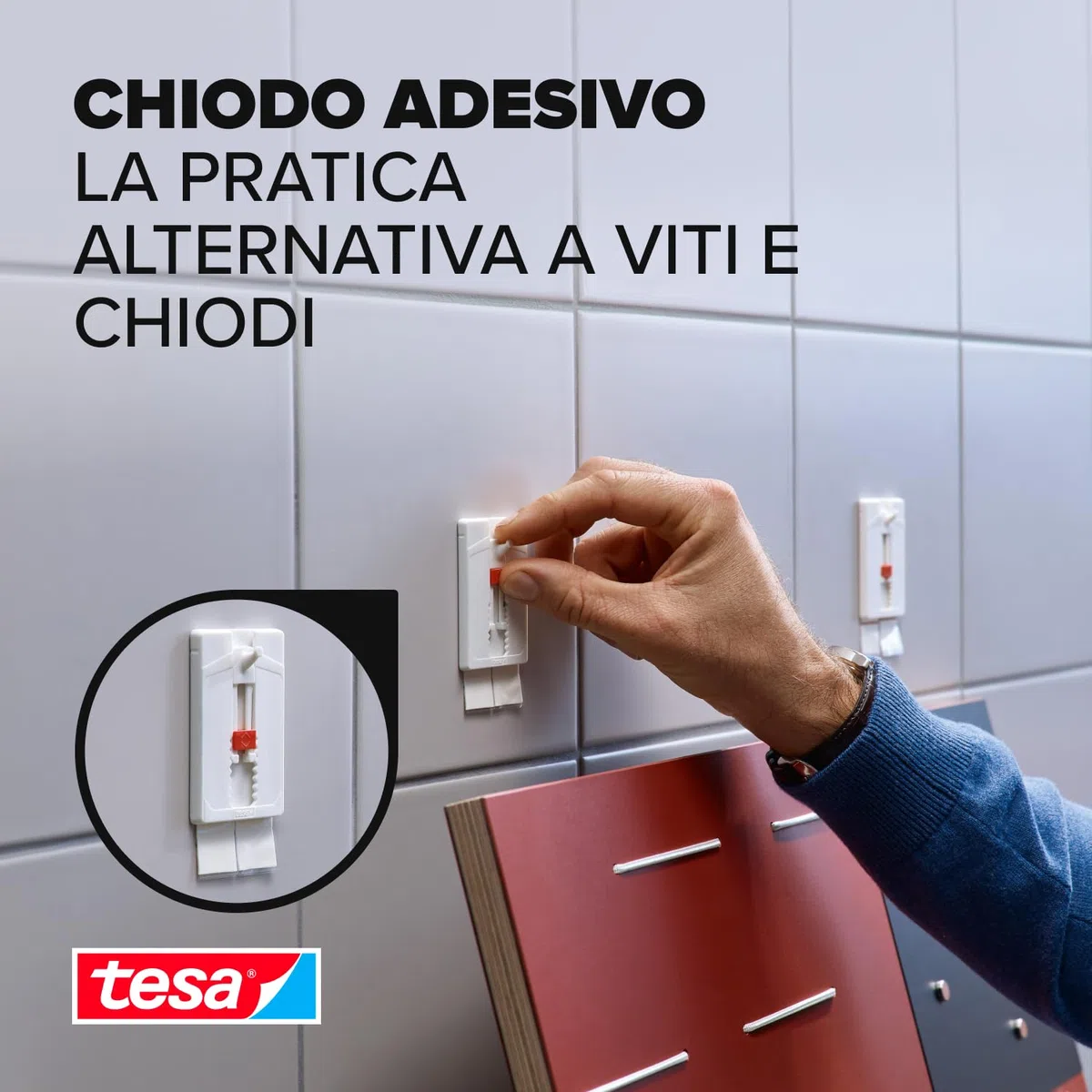Tesa Adjustable Adhesive Nail For Tiles & Metal 4Kg