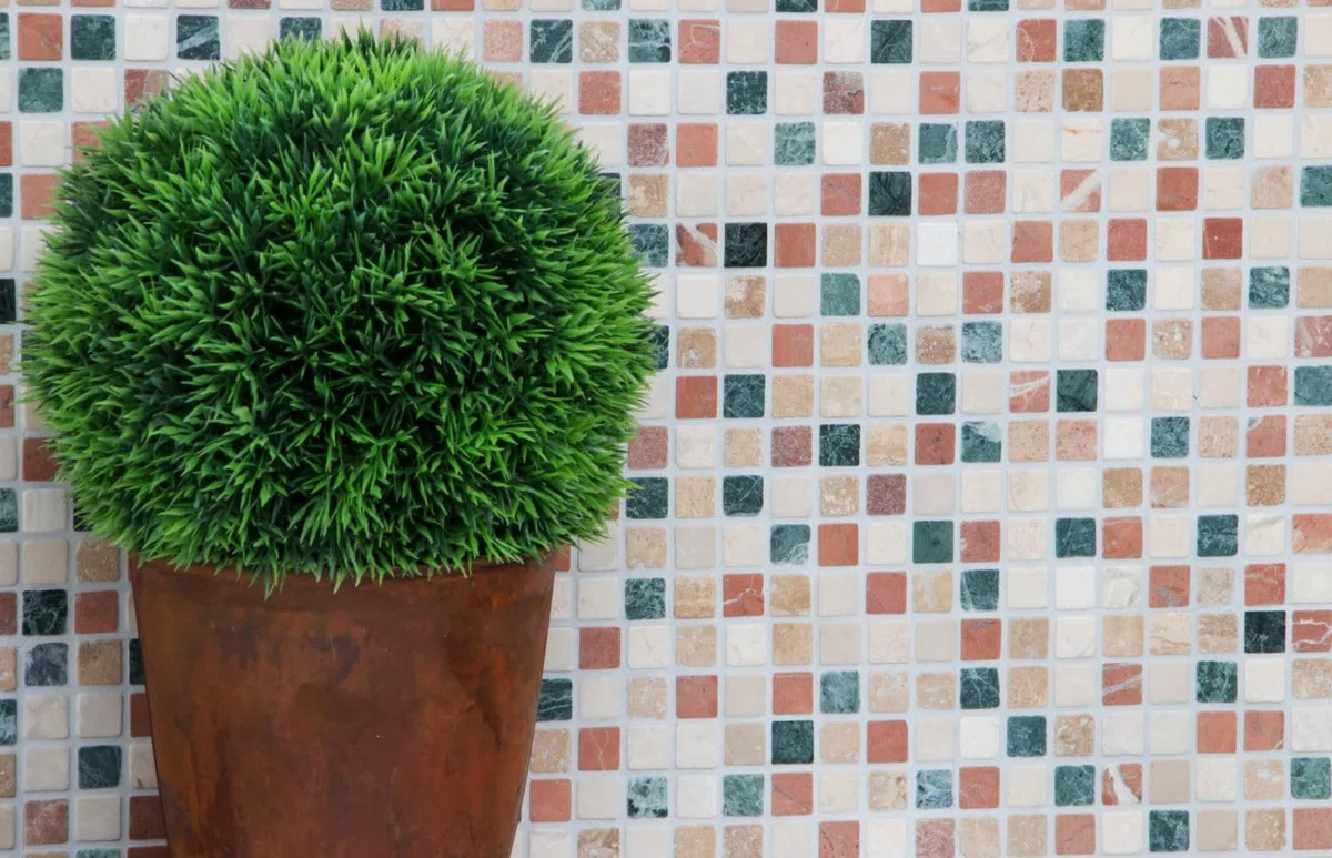Piastrella a mosaico in marmo con pietra naturale, crema, beige, rosso, verde, casuale, per pavimenti, pareti, bagno, WC, doccia, cucina, specchio per piastrelle, rivestimento per vasca da bagno,