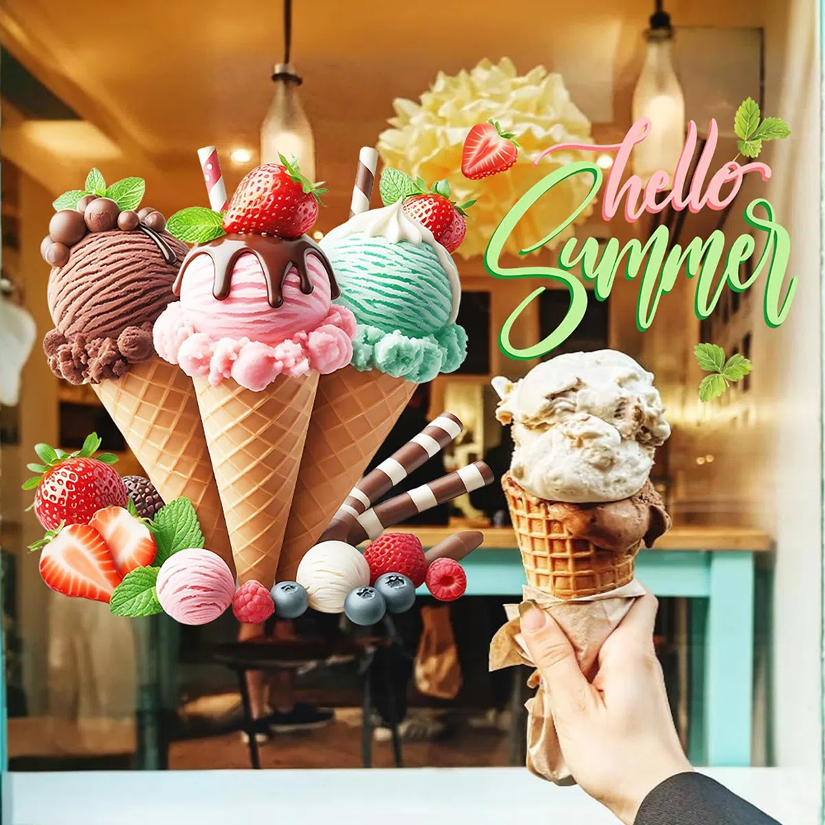 Adesivi creativi ed interessanti della Parete del Gelato-autoadesivi del Gelato, Adatti per Le stanze, i salotti, Le cucine e la Decorazione Domestica, Rimovibili e Facili da attaccare