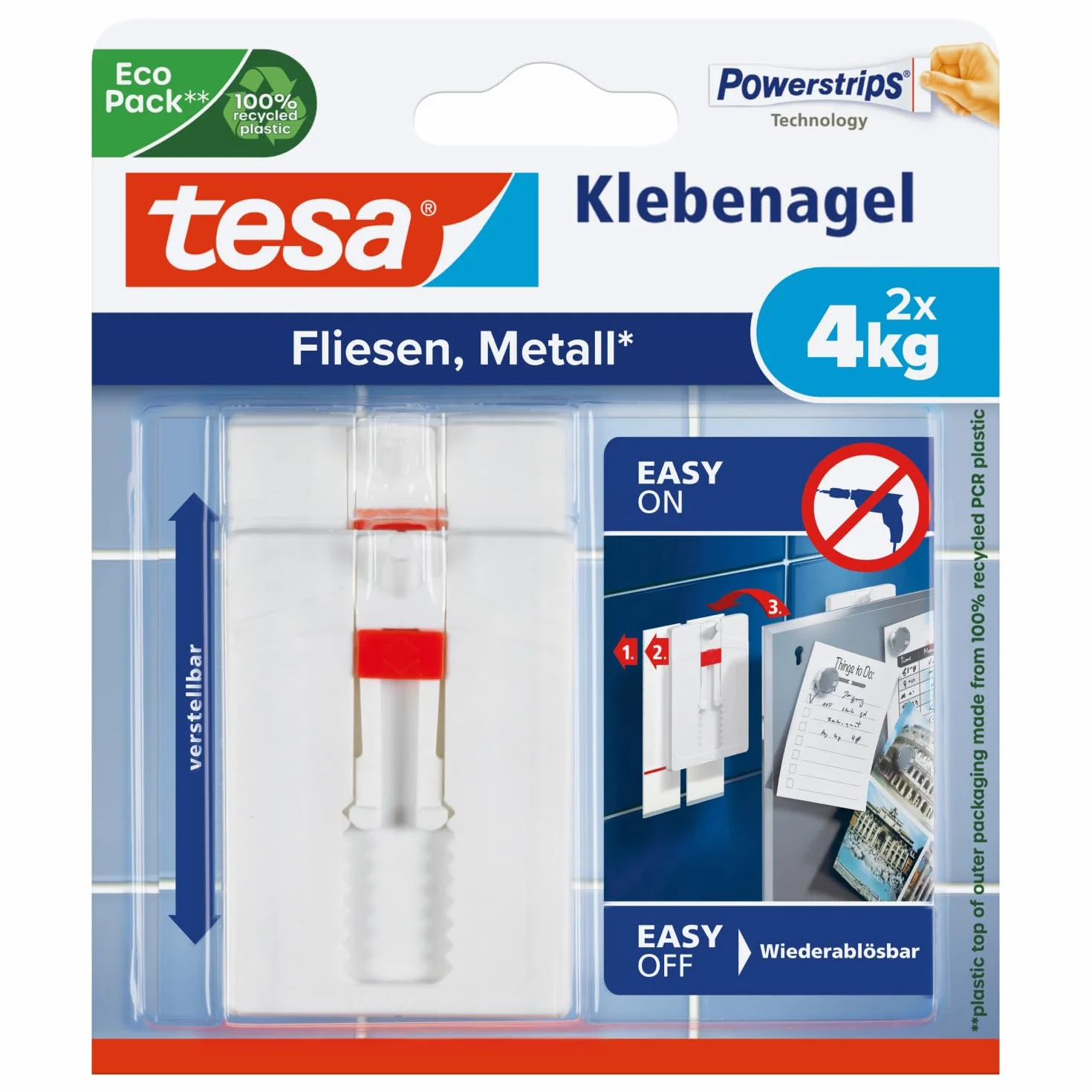 Tesa Adjustable Adhesive Nail For Tiles & Metal 4Kg