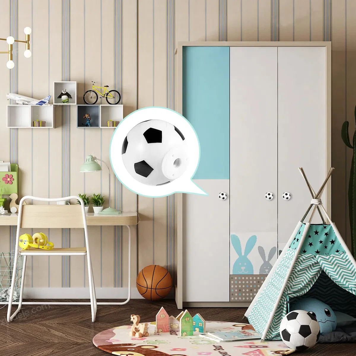 6 pezzi Manopole per porte da calcio Manopole per cassettiere per bambini Manopole per cassetti per armadietti Bambini e appassionati di sport