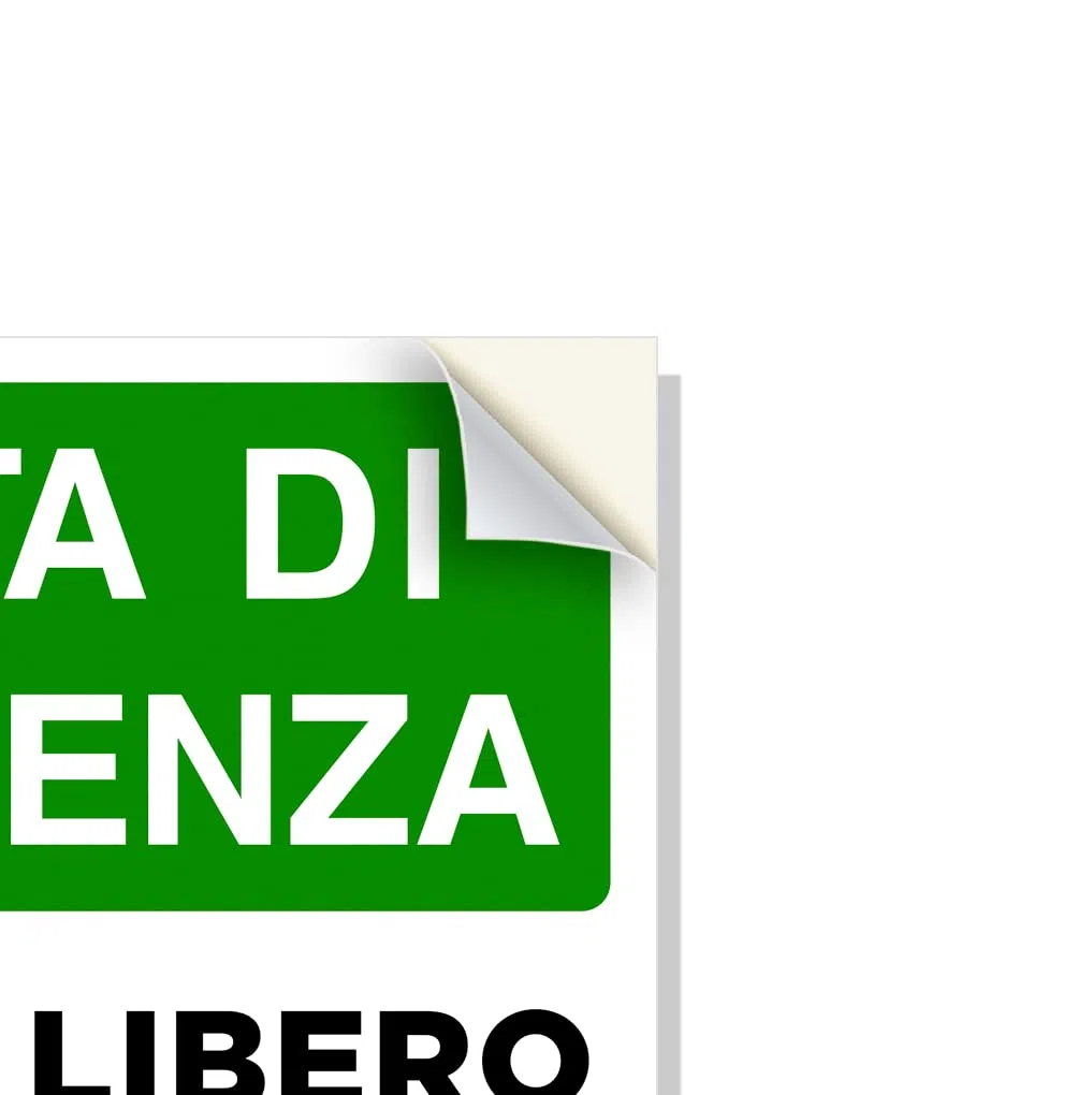 2 Cartelli adesivi in vinile per Uscita di Emergenza Lasciare Libero il Passaggio, dimensioni: 30x15 cm, con simbolo divieto di sosta e di fermata.
