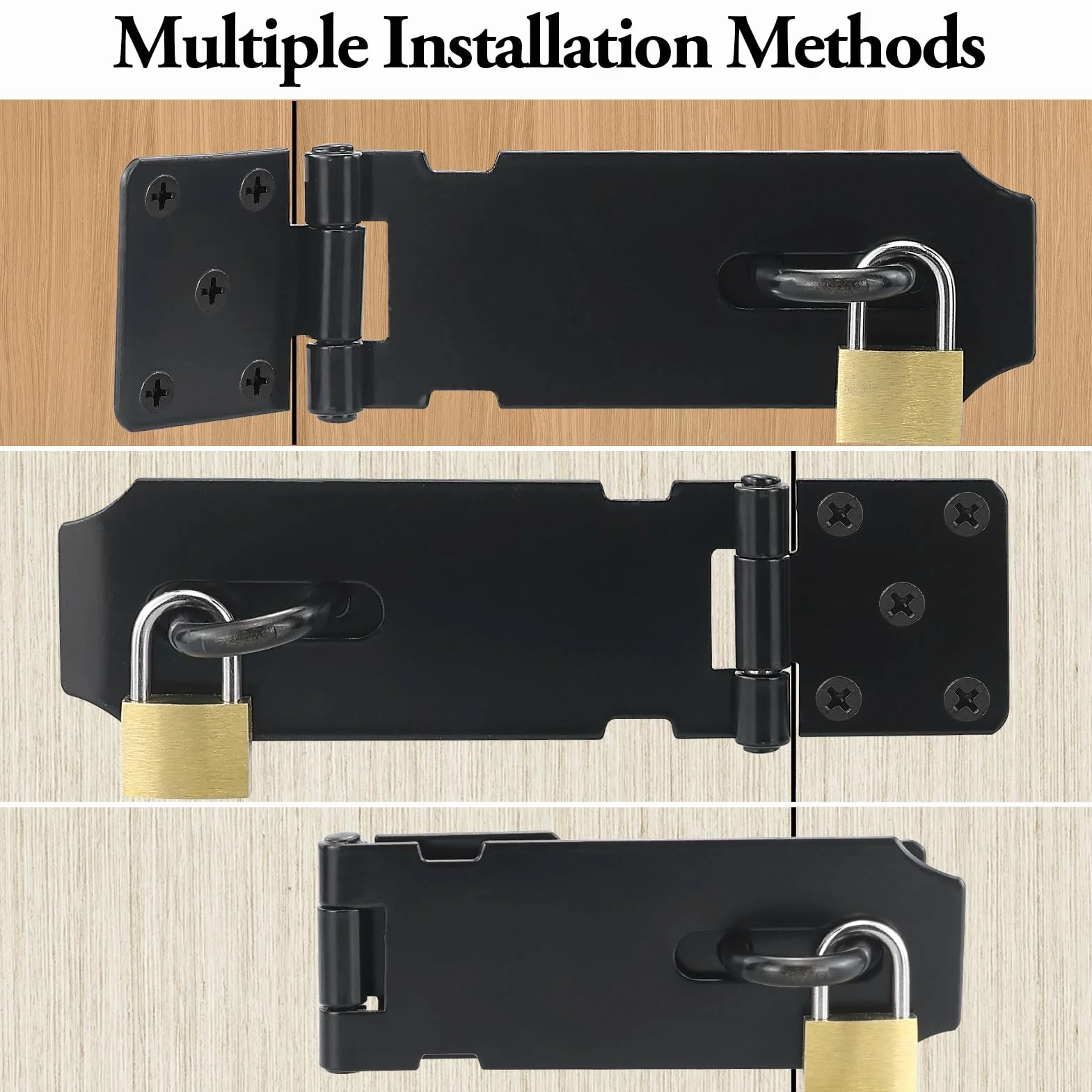 Set di 2 lucchetti Hasp in acciaio inox per porta 4 pollici con 1 lucchetto finta ottone
