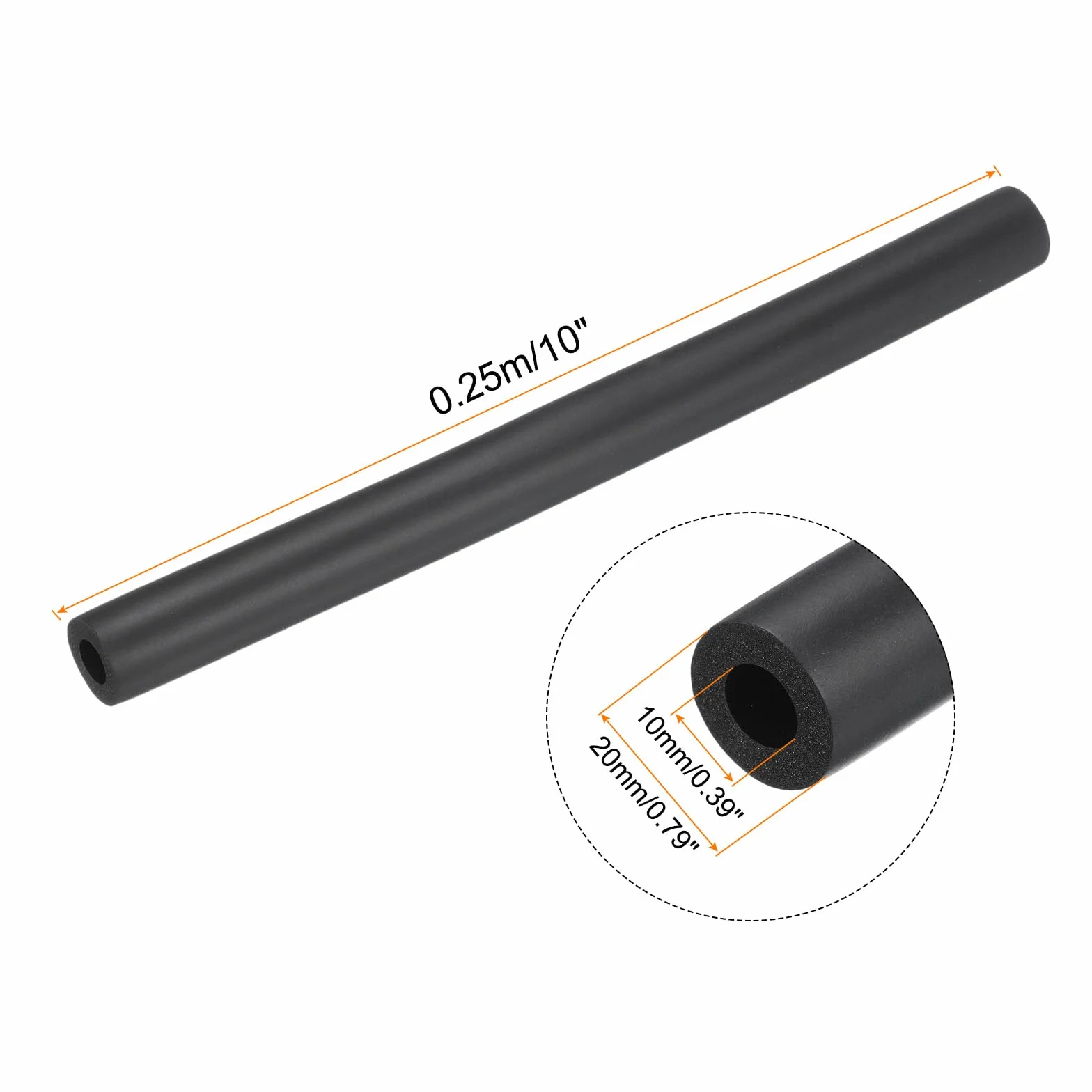 QUARKZMAN 2pz 10" Tubo Isolante per Tubi 10"mm ID 20mm OD Tubo in Schiuma per Supporto Impugnatura, Nero