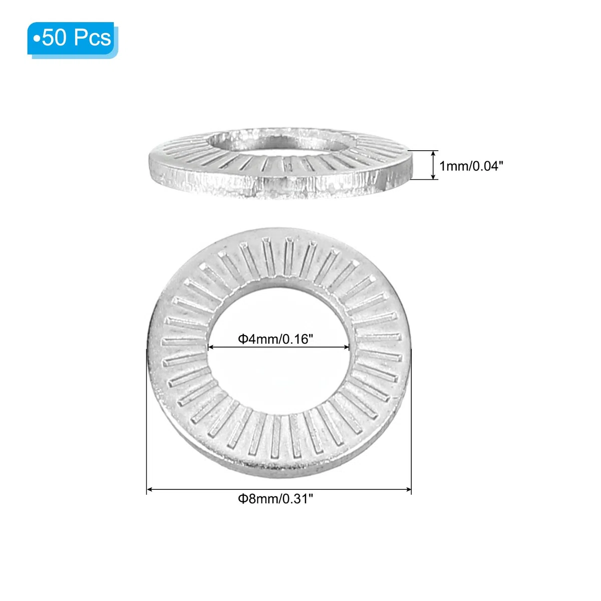 PATIKIL Rondelle a Disco a Molla Belleville Acciaio Inossidabile 304, 50pz, Guarnizione Piatta Conica Scanalata M4x8mm per Applicazioni Automobilistiche, Industriali e di Costruzione