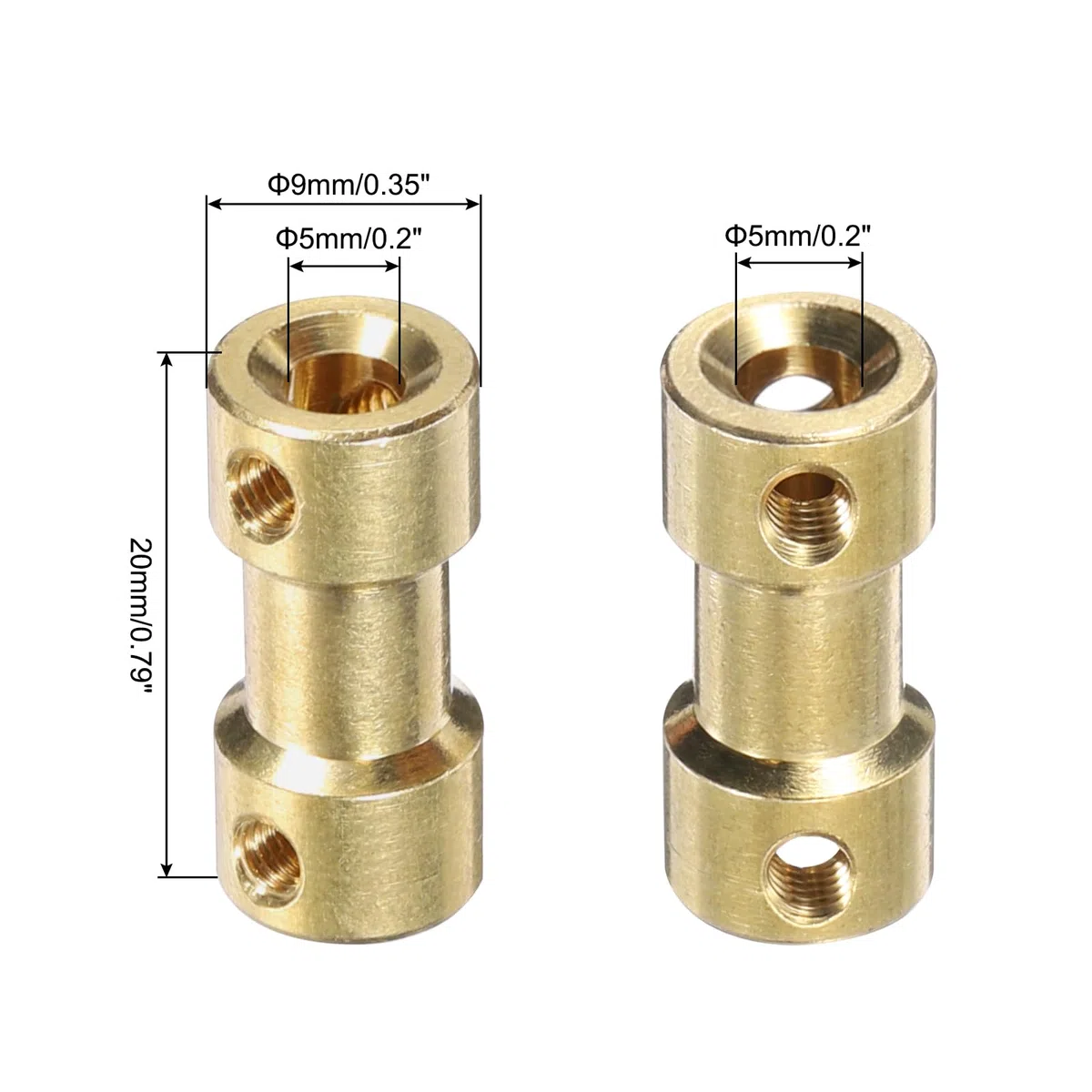 QUARKZMAN 2 Pcs Giunto Di Accoppiamento Albero In Ottone Da 5mm A 5mm Con Viti E Chiave Esagonale Giunto Flessibile Albero Motore Per Ruote Auto Pneumatici Motore
