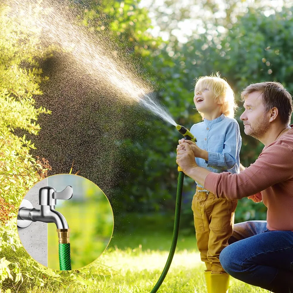 Adattatore per rubinetto in ottone con guarnizioni, con filettatura esterna M24 a M20 e adattatore AG da 3/4" a IG da 1/2" per tubo da giardino, doccia, collegamento lavatrice