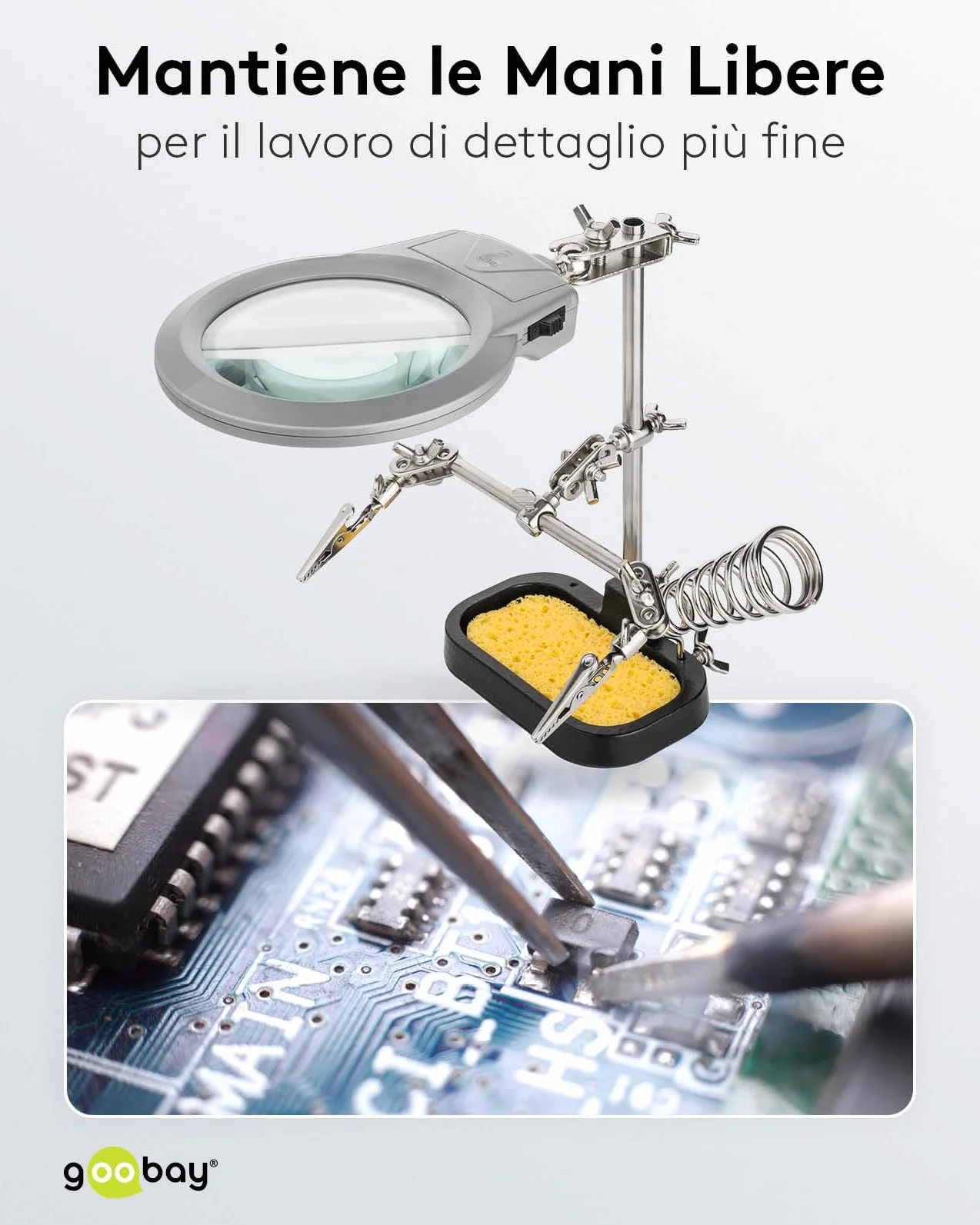 Fixpoint 51226 Sostegno Per Saldatura con Lente E Supporto in ghisa