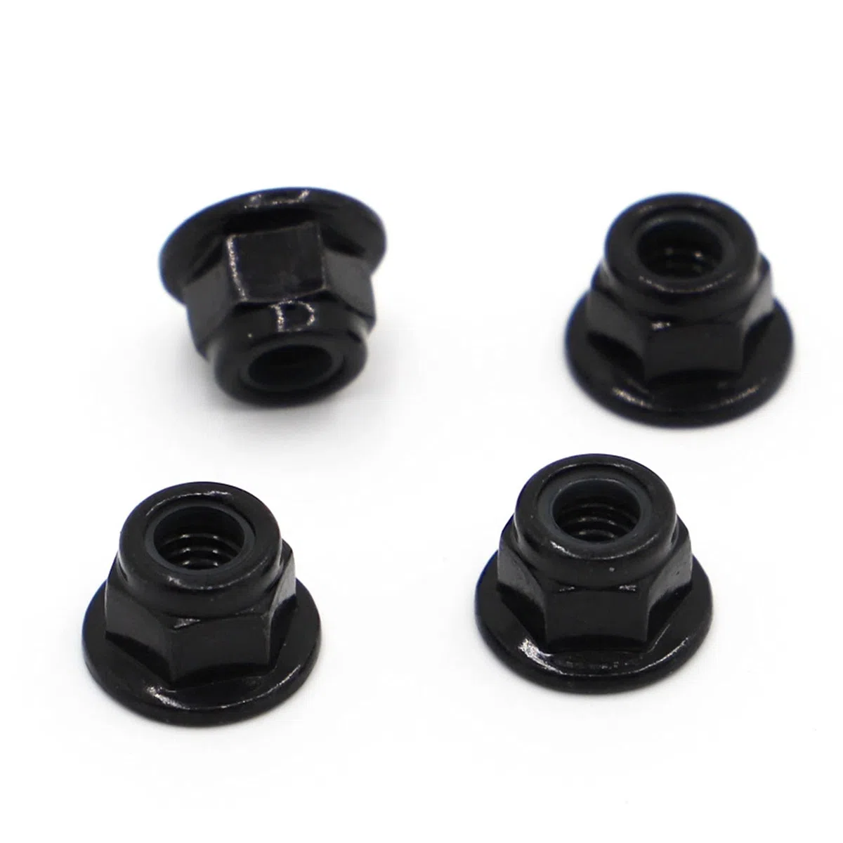 10 pz M3 M4 M5 M6 M8 Nero Acciaio Al Carbonio Flangia Esagonale In Nylon Inserto Dado di Bloccaggio Autobloccante Nylock Controdado(M6 10pcs)